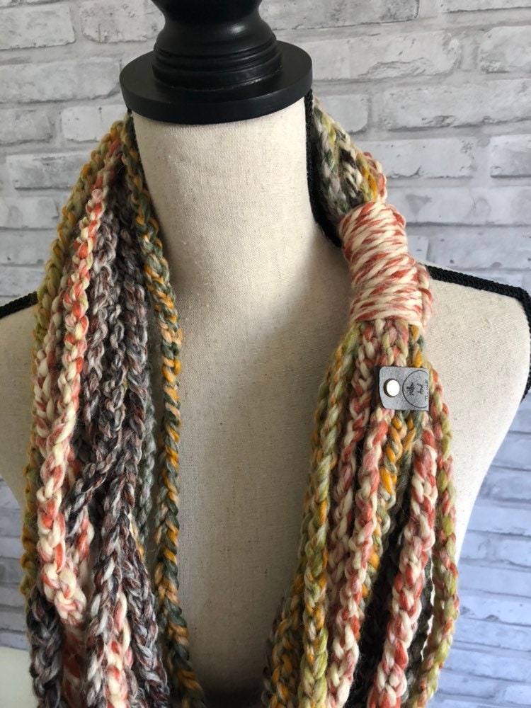 Multicolor Braided Scarf. Chain Knit Scarf. Game day outfit accessory.