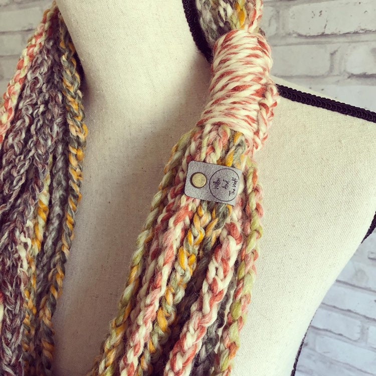 Multicolor Braided Scarf. Chain Knit Scarf. Game day outfit accessory.