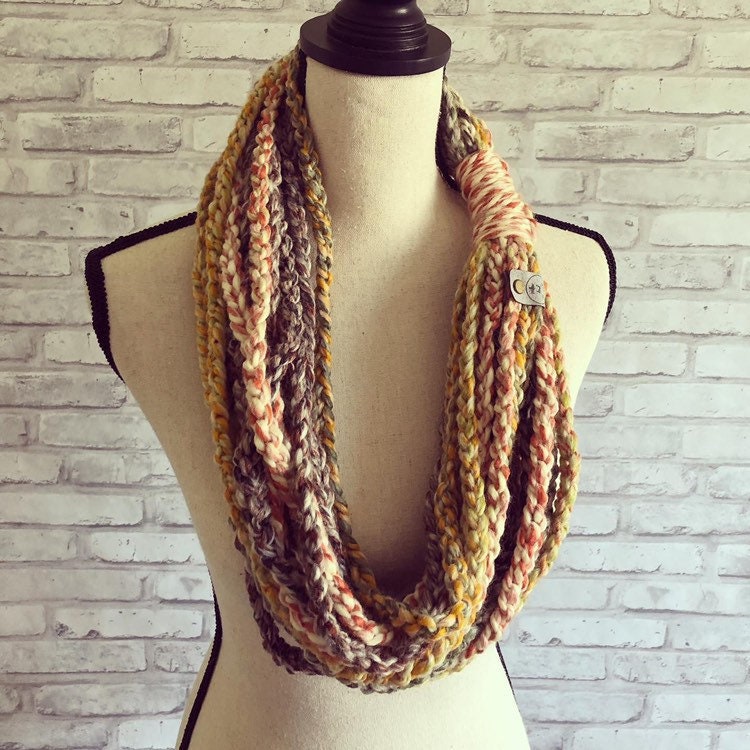 Multicolor Braided Scarf. Chain Knit Scarf. Game day outfit accessory.