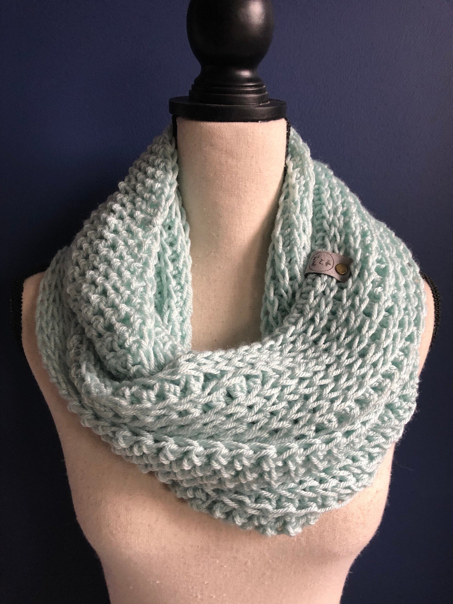 Mint Infinity Scarf | Crochet Knit Infinity | Seafoam Green Cowl | Women's Crochet Scarf | Women's Knit Scarf | Light Blue Scarf