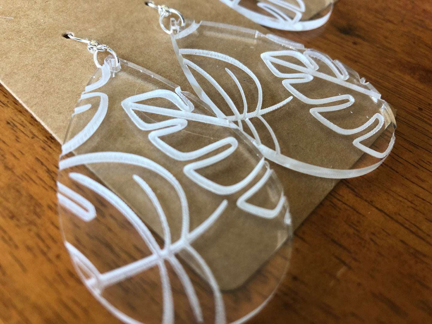 Monstra Leaf Acrylic Earrings. Oversized Indie Aesthetic Earrings. Plant Lover Gift. Jungle Drop Earrings. Teardrop Earrings.