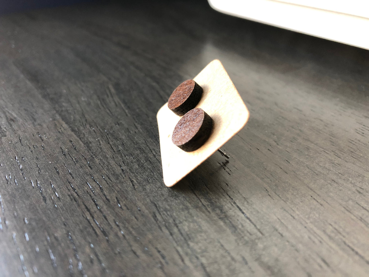 Minimalist Circle Walnut Stud Earrings. Geometric Jewelry. Simplistic Earrings.