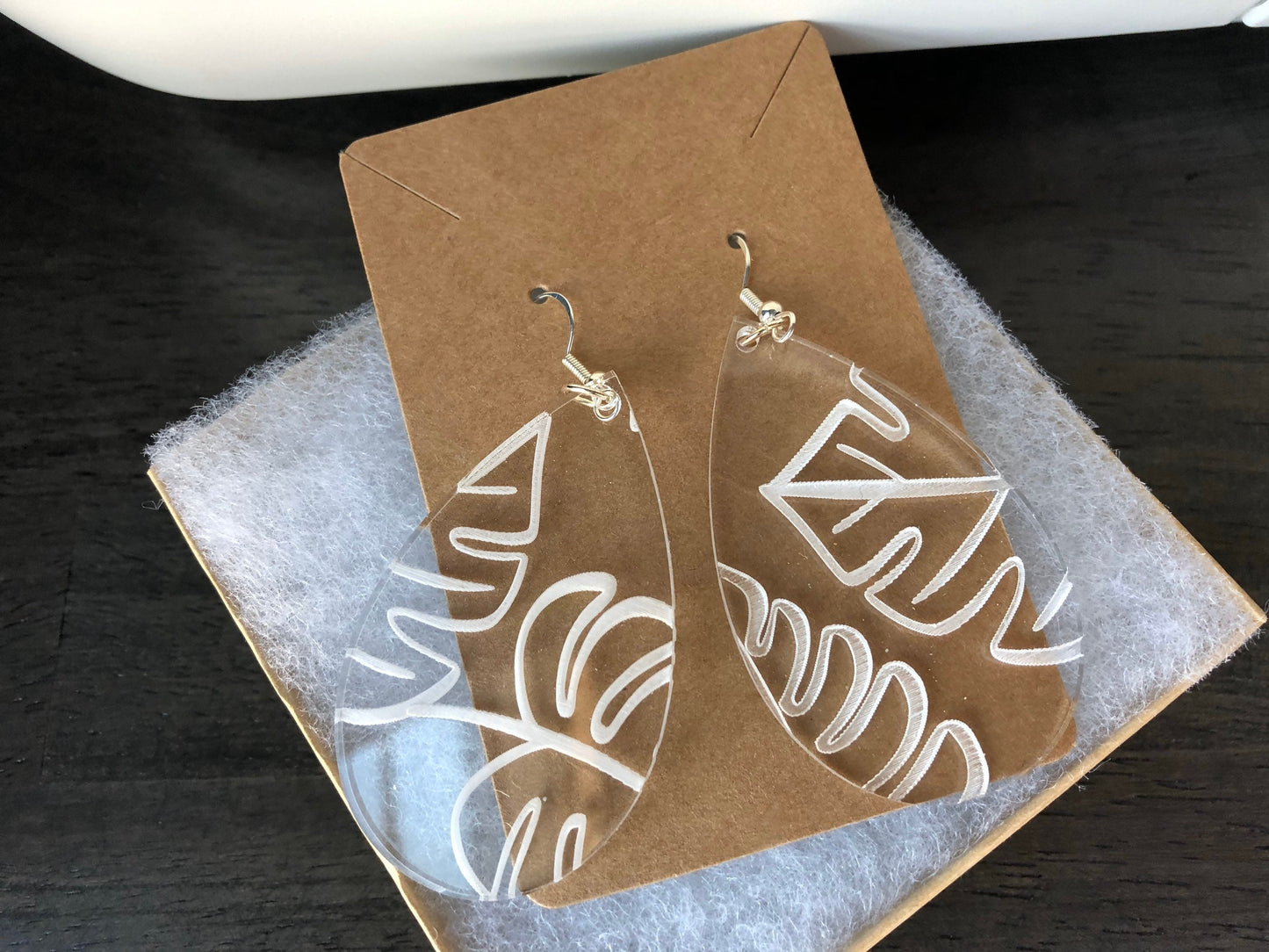 Monstra Leaf Acrylic Earrings. Oversized Indie Aesthetic Earrings. Plant Lover Gift. Jungle Drop Earrings. Teardrop Earrings.