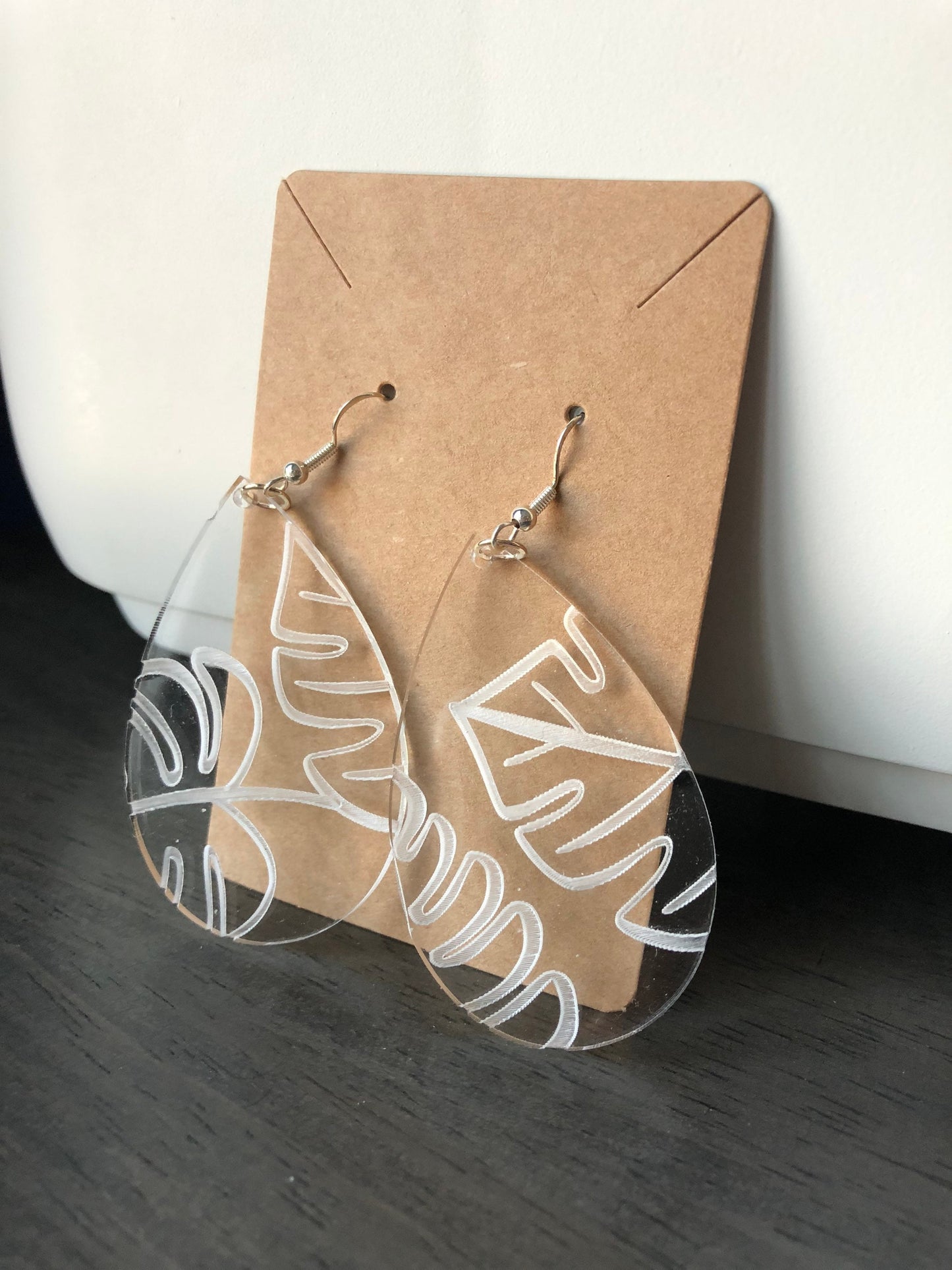 Monstra Leaf Acrylic Earrings. Oversized Indie Aesthetic Earrings. Plant Lover Gift. Jungle Drop Earrings. Teardrop Earrings.