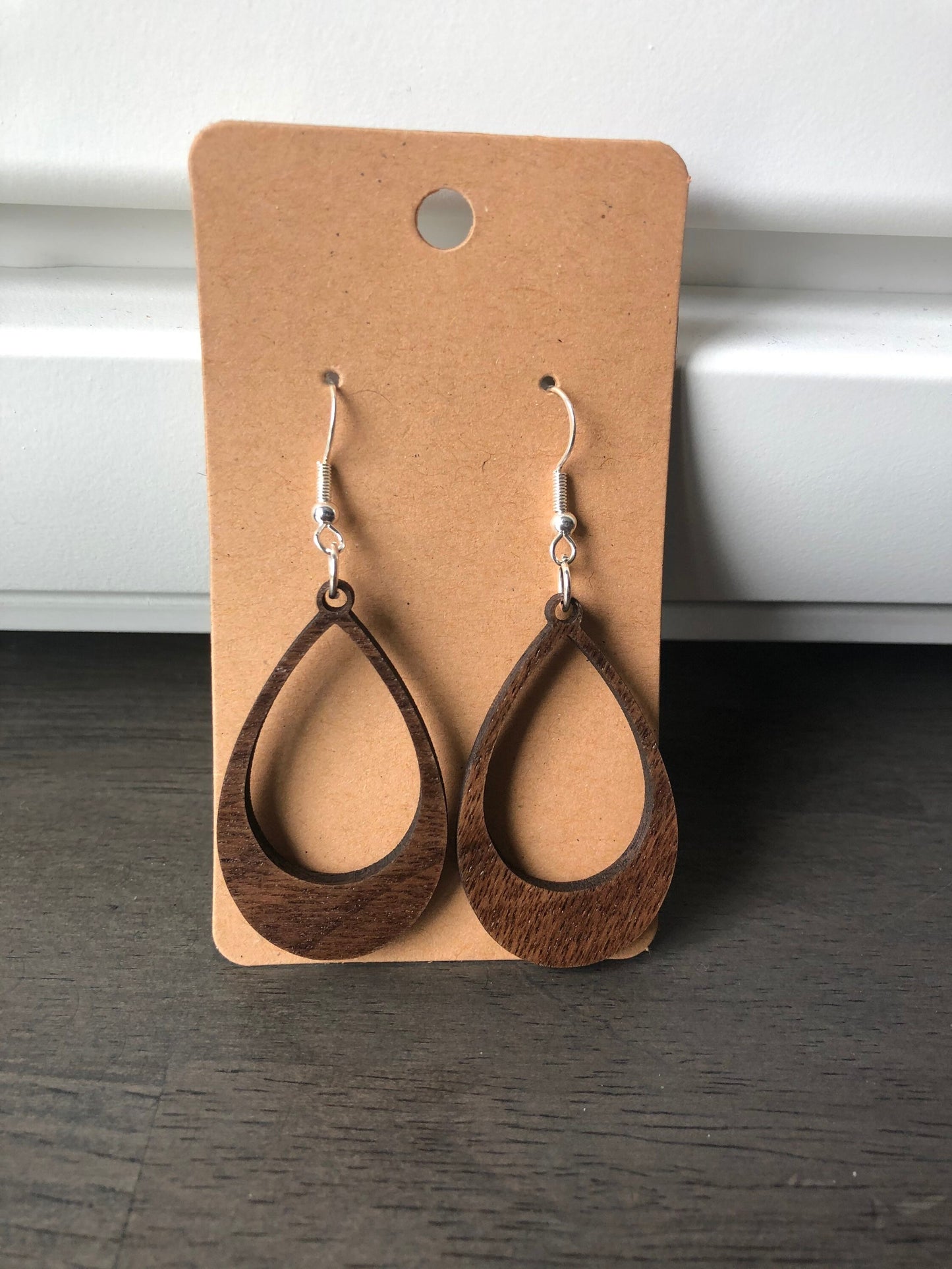 Rain Drop Wooden Earrings. Teardrop Hoops. Indie Aesthetic. Indie Earrings. Laser carved earrings. Gift for Her.