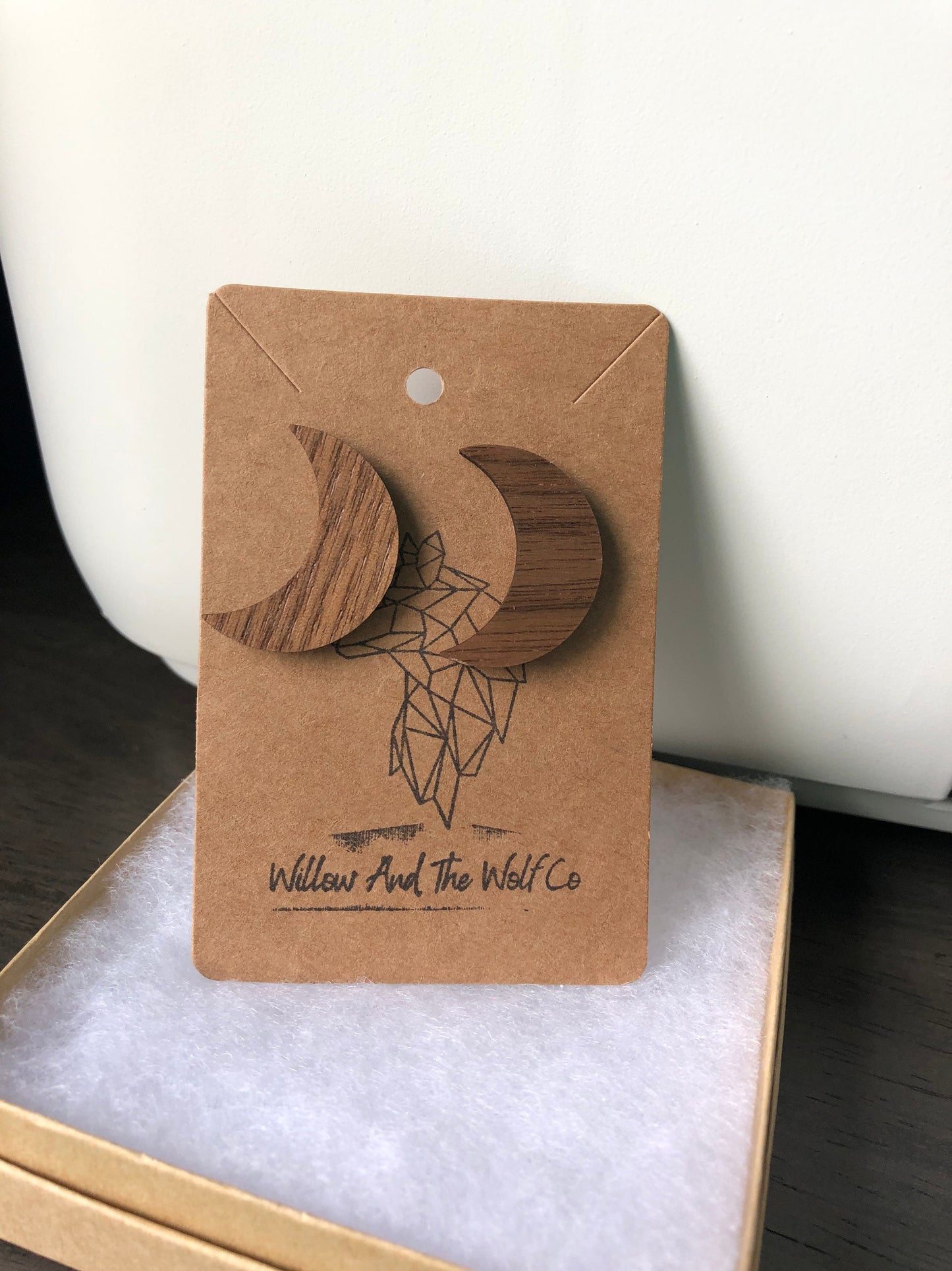 Crescent Moon Stud Earrings. Moon Earrings. Wooden Earrings for her. Celestial Jewelry. Moon Phase Earrings.