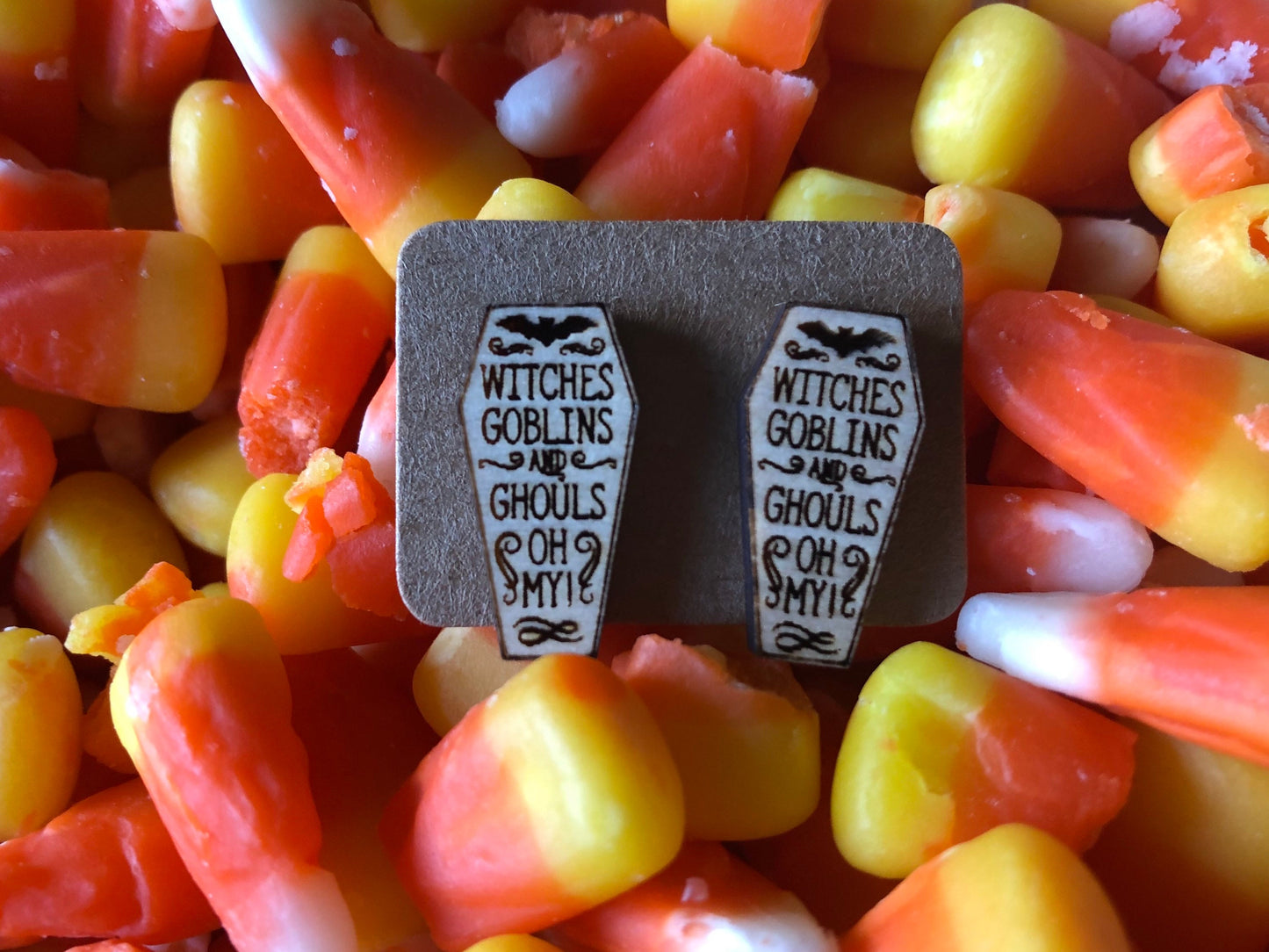 Halloween Coffin Earrings. Fall Studs. Halloween Stud Earrings.