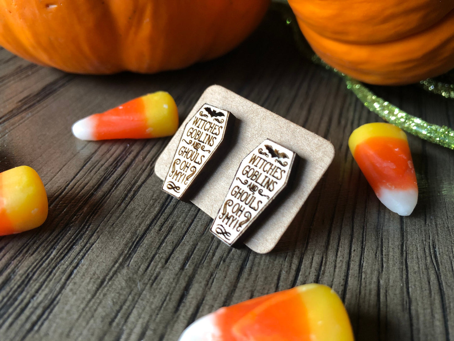 Halloween Coffin Earrings. Fall Studs. Halloween Stud Earrings.