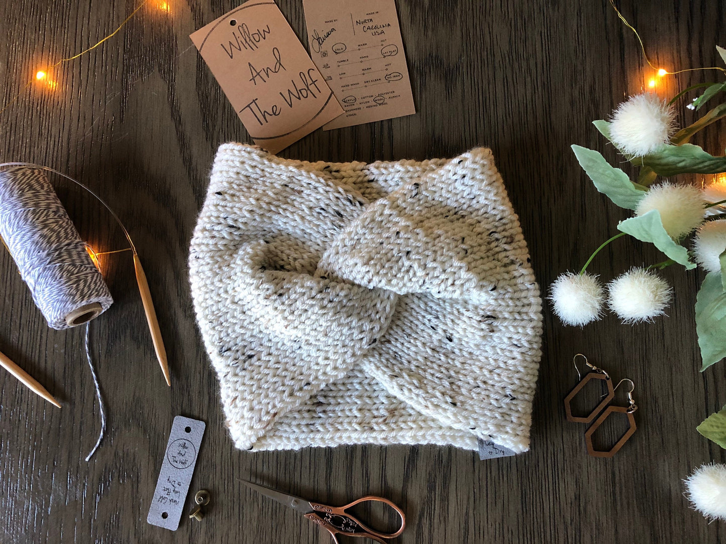 The Scarlette Earwarmer. Knit Twisted Earwarmer. Women’s Knit Head Warmer. Messy Bun Hat.