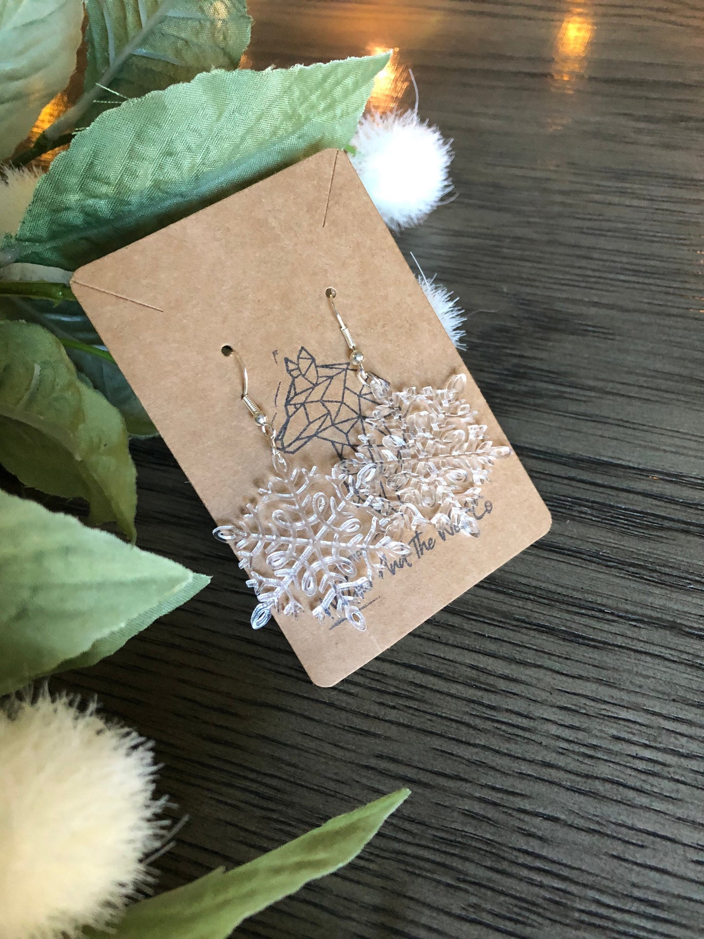 Snowflake Dangle Earrings. Holiday Earrings. Christmas Jewelry. Gift for Her.