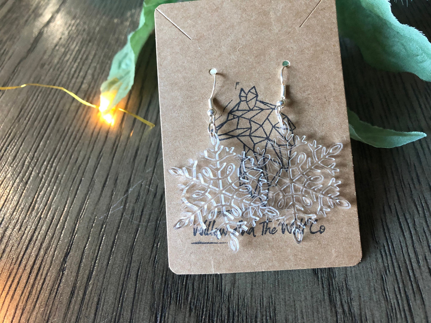 Snowflake Dangle Earrings. Holiday Earrings. Christmas Jewelry. Gift for Her.