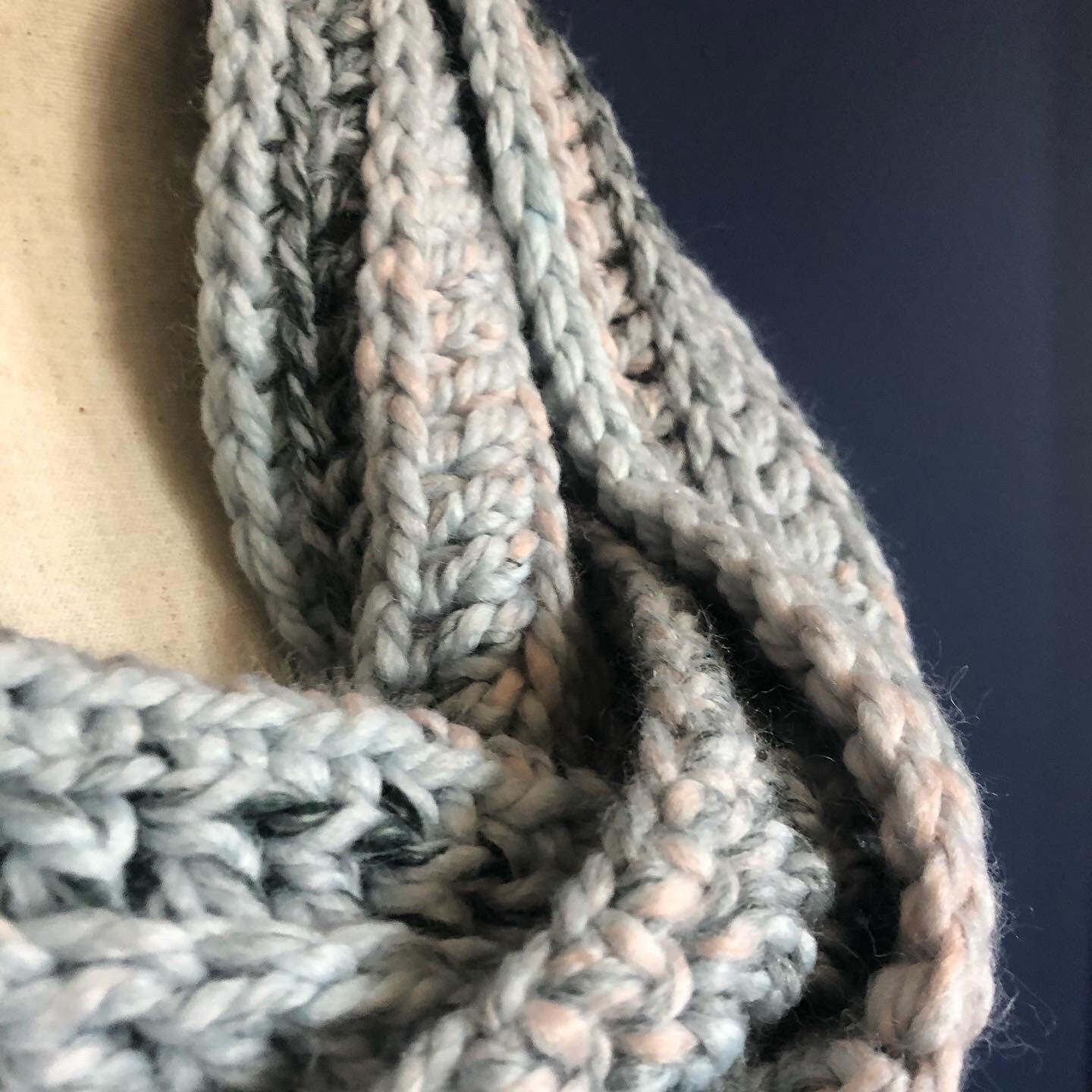 Chunky Knit Crochet Scarf. Artic Ice Scarf. Women's Chunky Cowl.