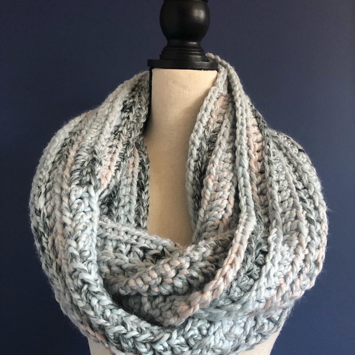 Chunky Knit Crochet Scarf. Artic Ice Scarf. Women's Chunky Cowl.