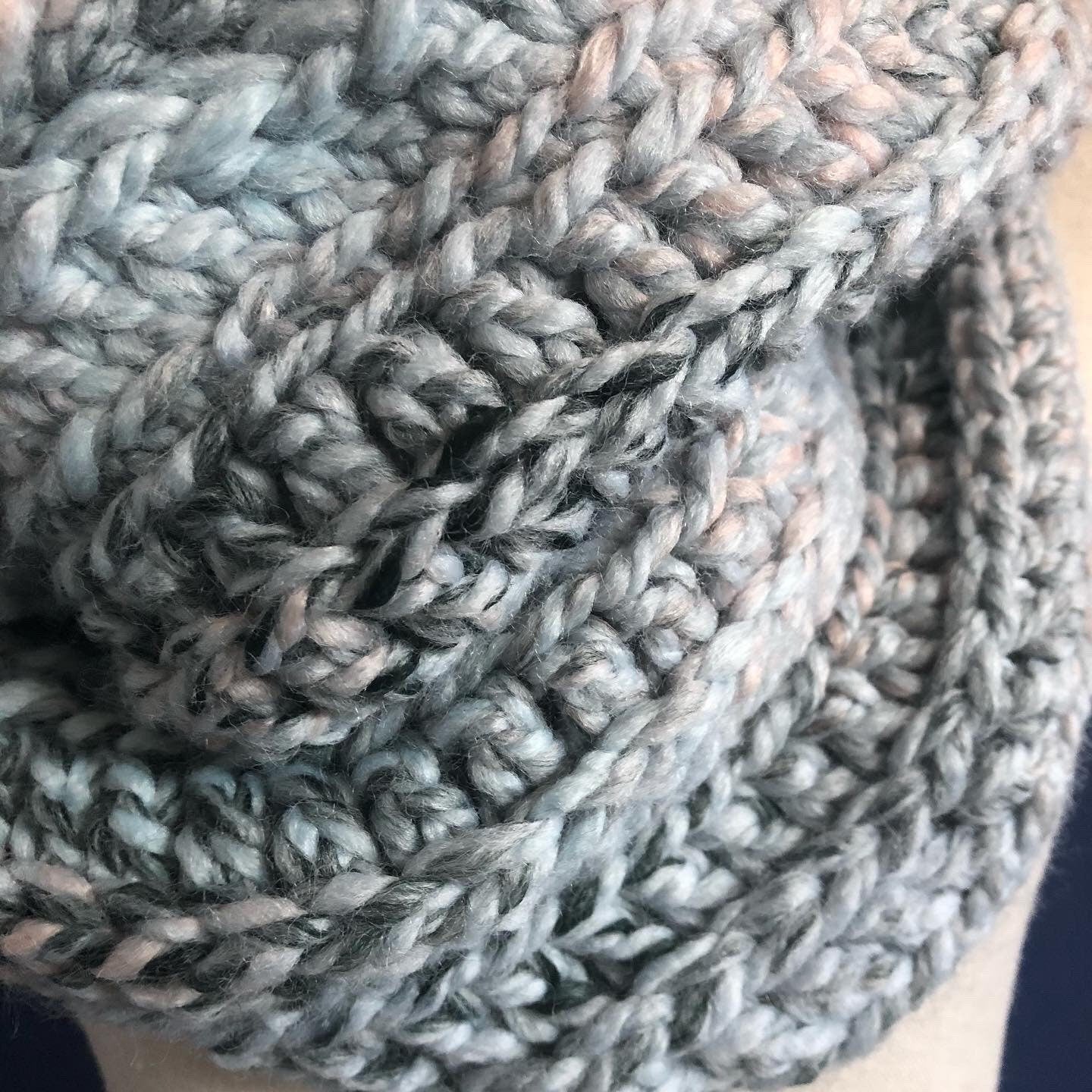 Chunky Knit Crochet Scarf. Artic Ice Scarf. Women's Chunky Cowl.