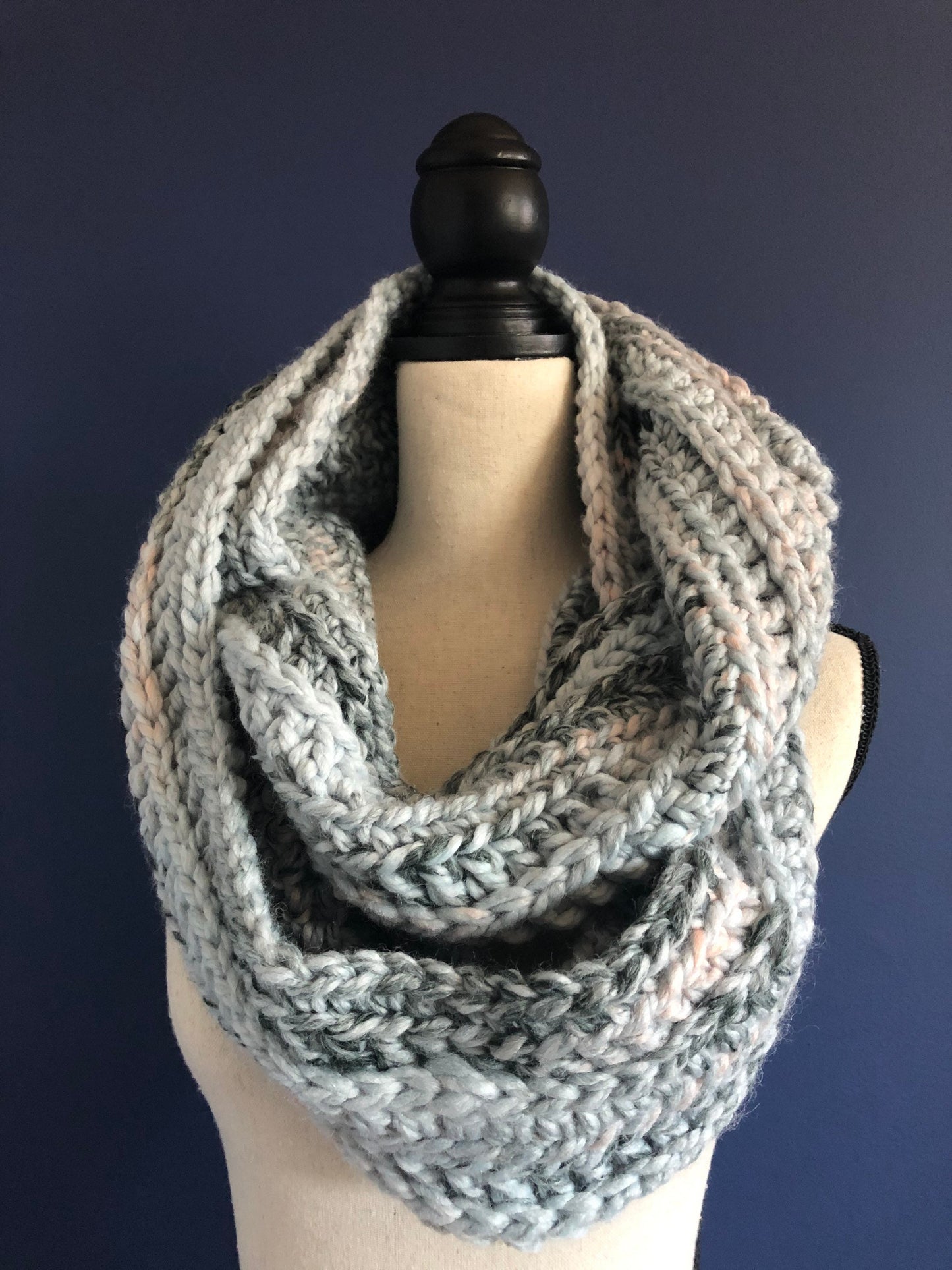 Chunky Knit Crochet Scarf. Artic Ice Scarf. Women's Chunky Cowl.