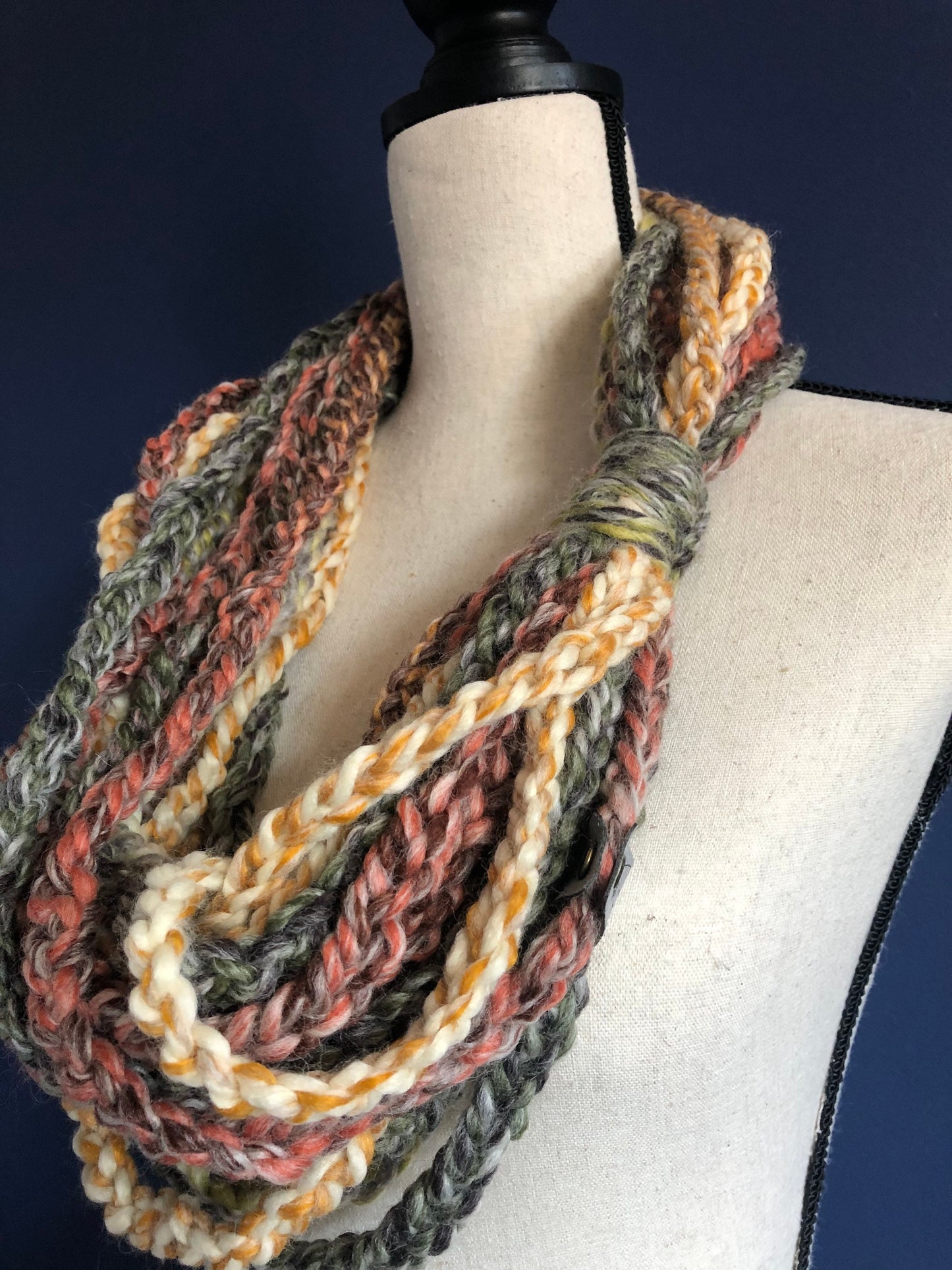 Multicolor Braided Scarf. Chain Knit Scarf. Game day outfit accessory.
