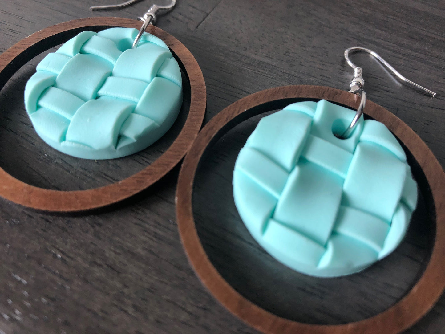 Woven Clay Earrings. Summer Earrings. Basketweave Earrings.