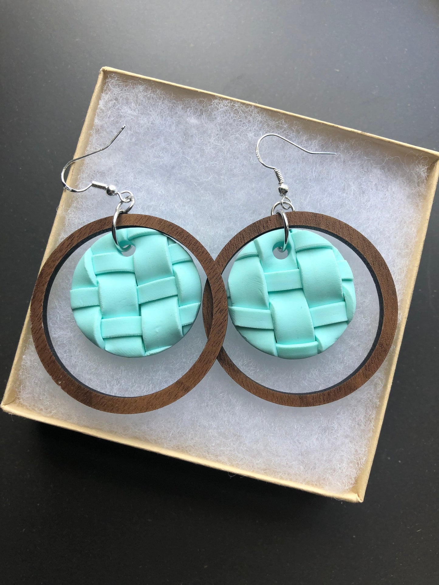 Woven Clay Earrings. Summer Earrings. Basketweave Earrings.