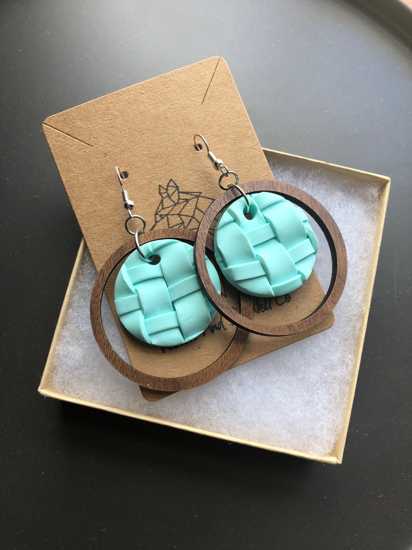 Woven Clay Earrings. Summer Earrings. Basketweave Earrings.