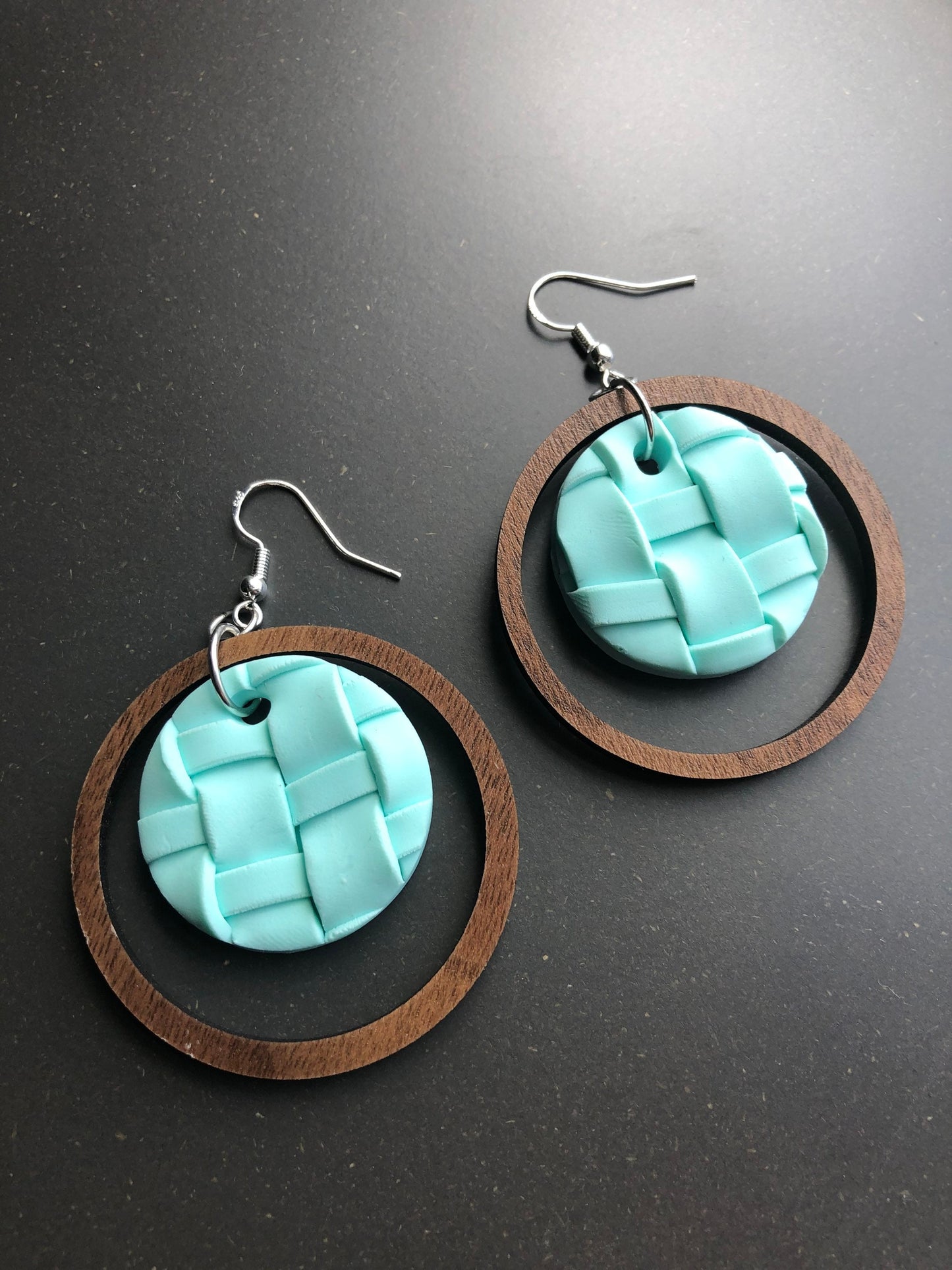 Woven Clay Earrings. Summer Earrings. Basketweave Earrings.