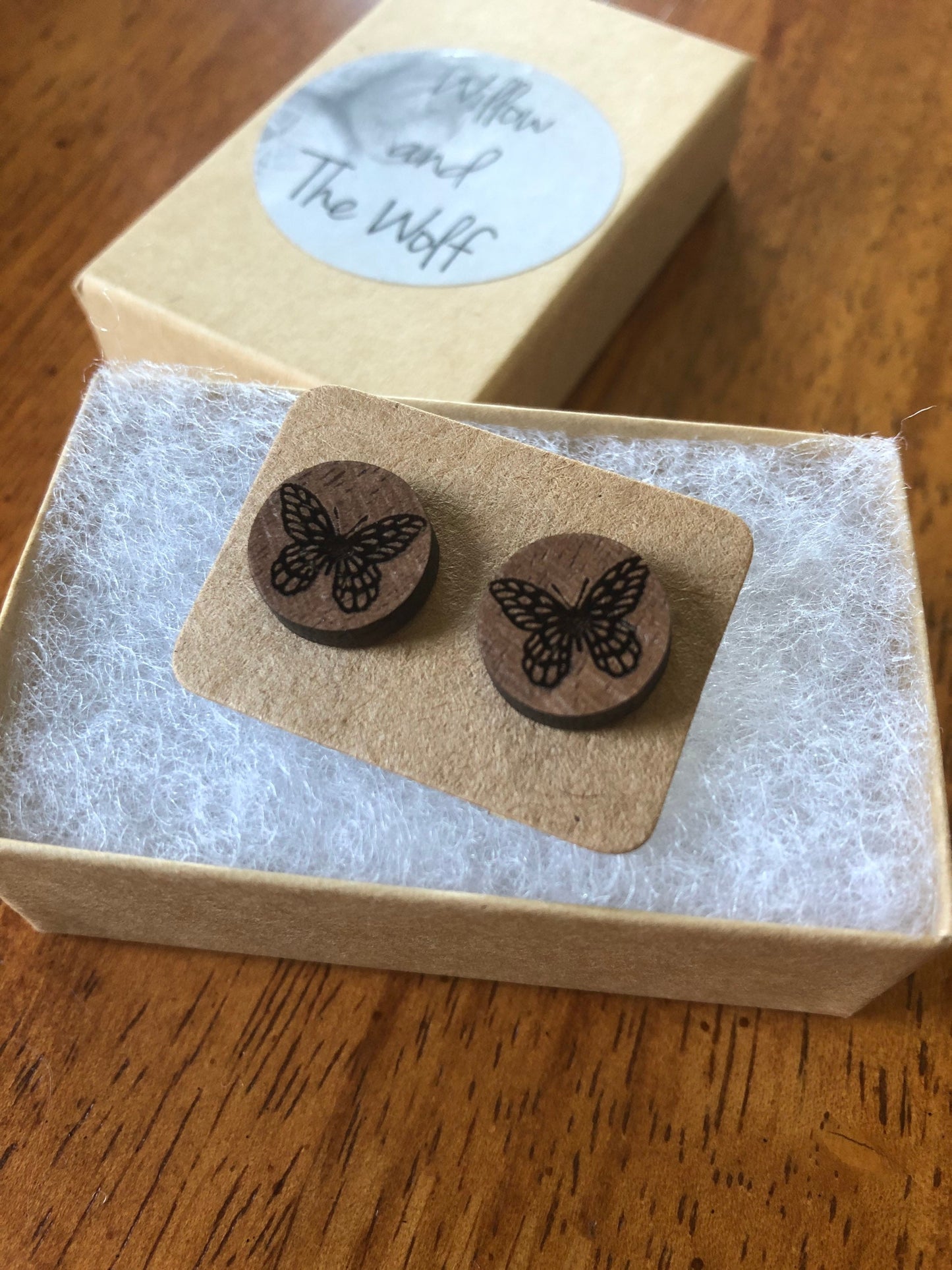 Butterfly Stud Earrings. Wooden Engraved Butterfly Earrings. Gift for Her. Mother’s Day Gift. Gift for Mom.