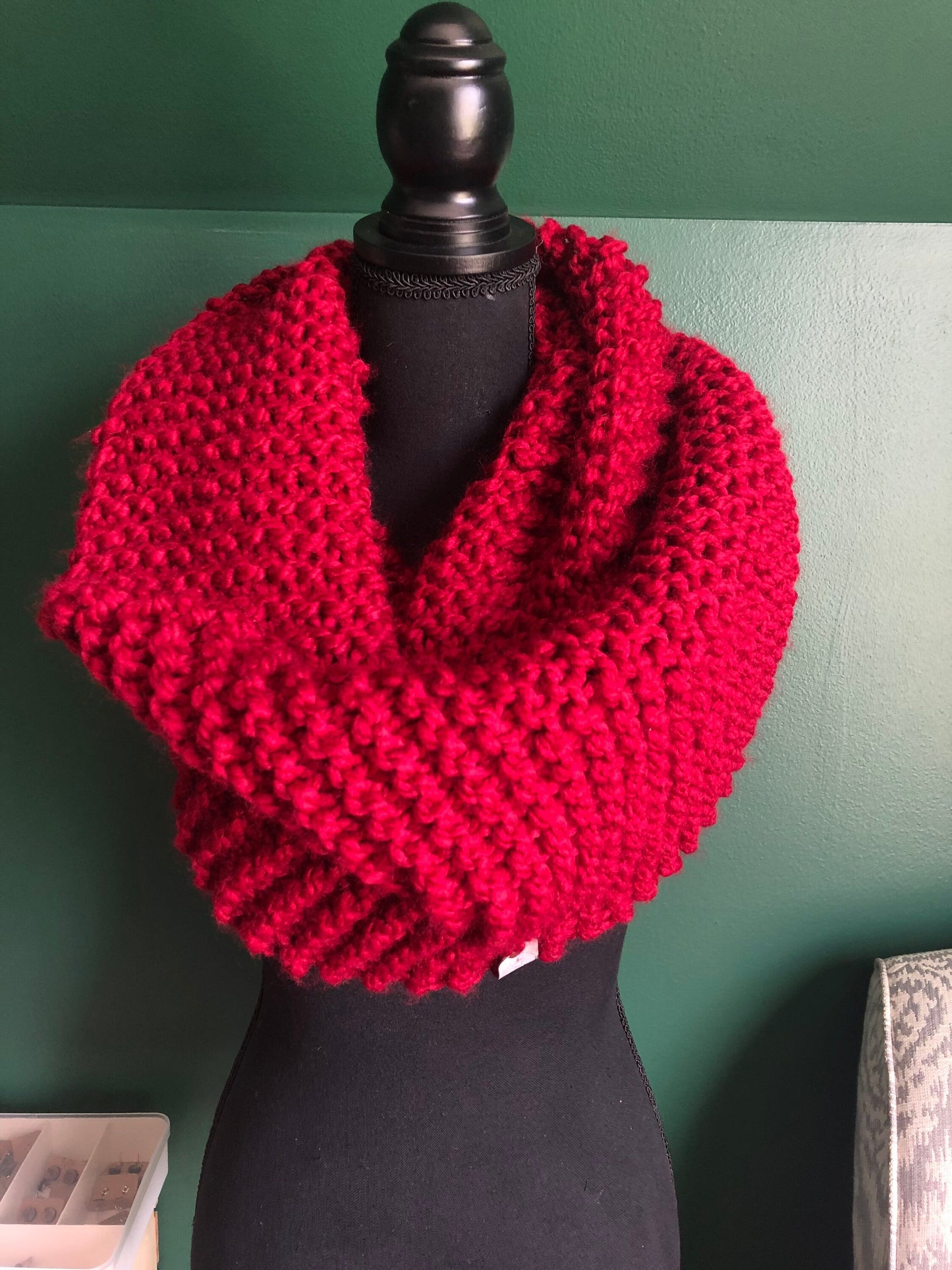 Cherry Red Knit Scarf. Red Oversized Infinity Scarf. Cranberry Chunky Knit Scarf. Red Wedding. Women's Accessories. Winter Accessories.