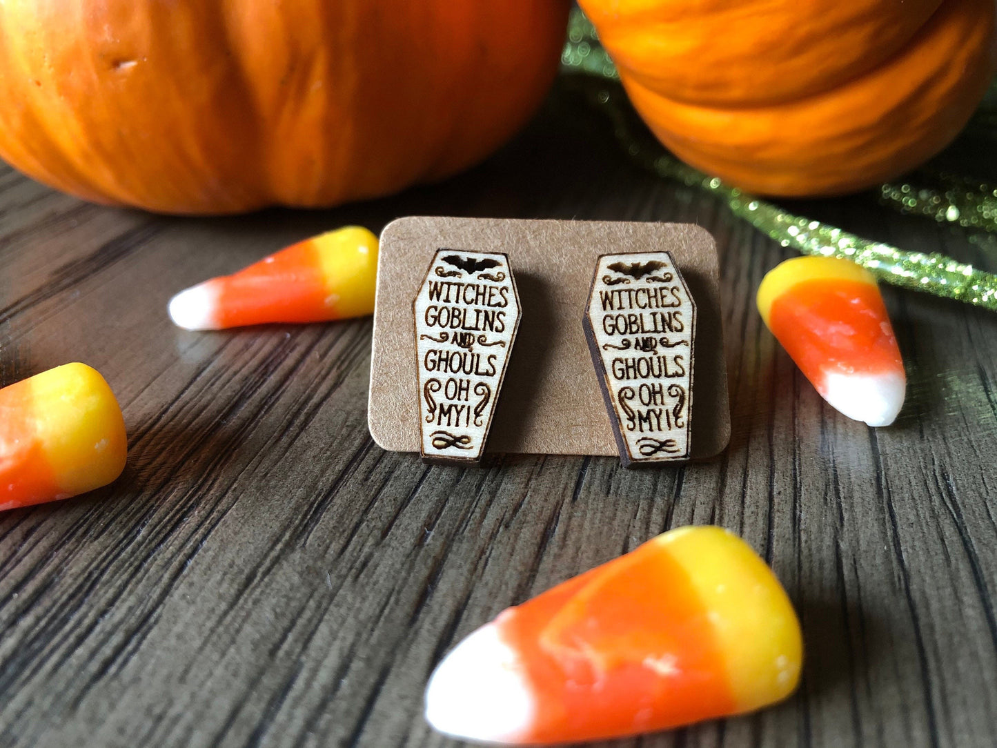 Halloween Coffin Earrings. Fall Studs. Halloween Stud Earrings.
