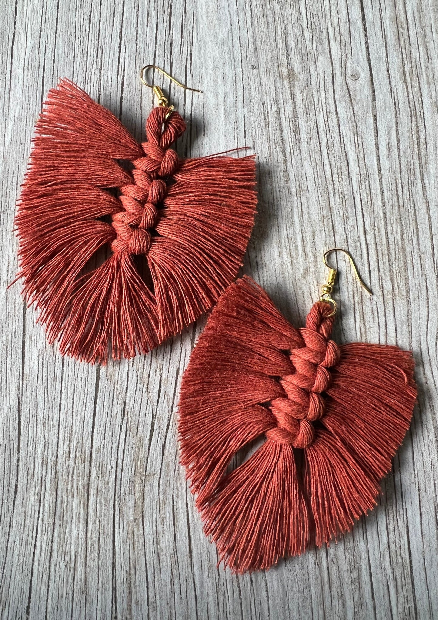 Spice Macrame Feather Earrings. Boho Earrings. Feather Dangle Earrings. Festival Earrings.