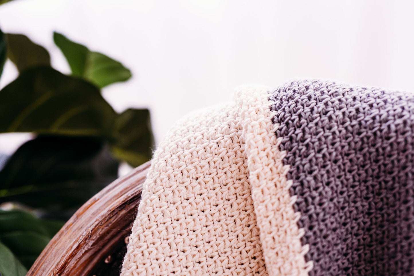 Color Block Throw Blanket. Neutral Throw. Grey and Cream Blanket. Granny Core Bedroom