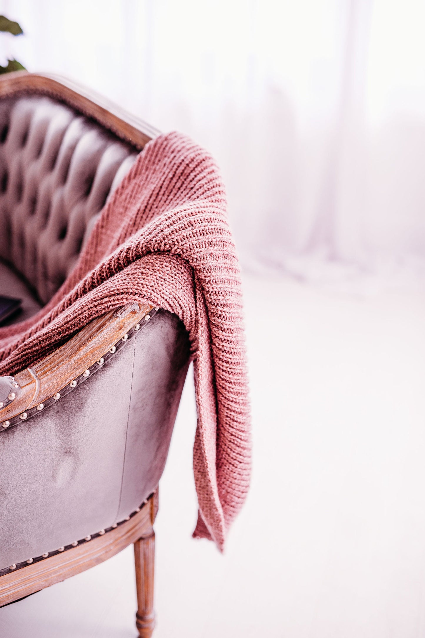 Downtown Knit Throw Blanket. Dusty Pink Knit Blanket. Couch Throw. Gift for Her.