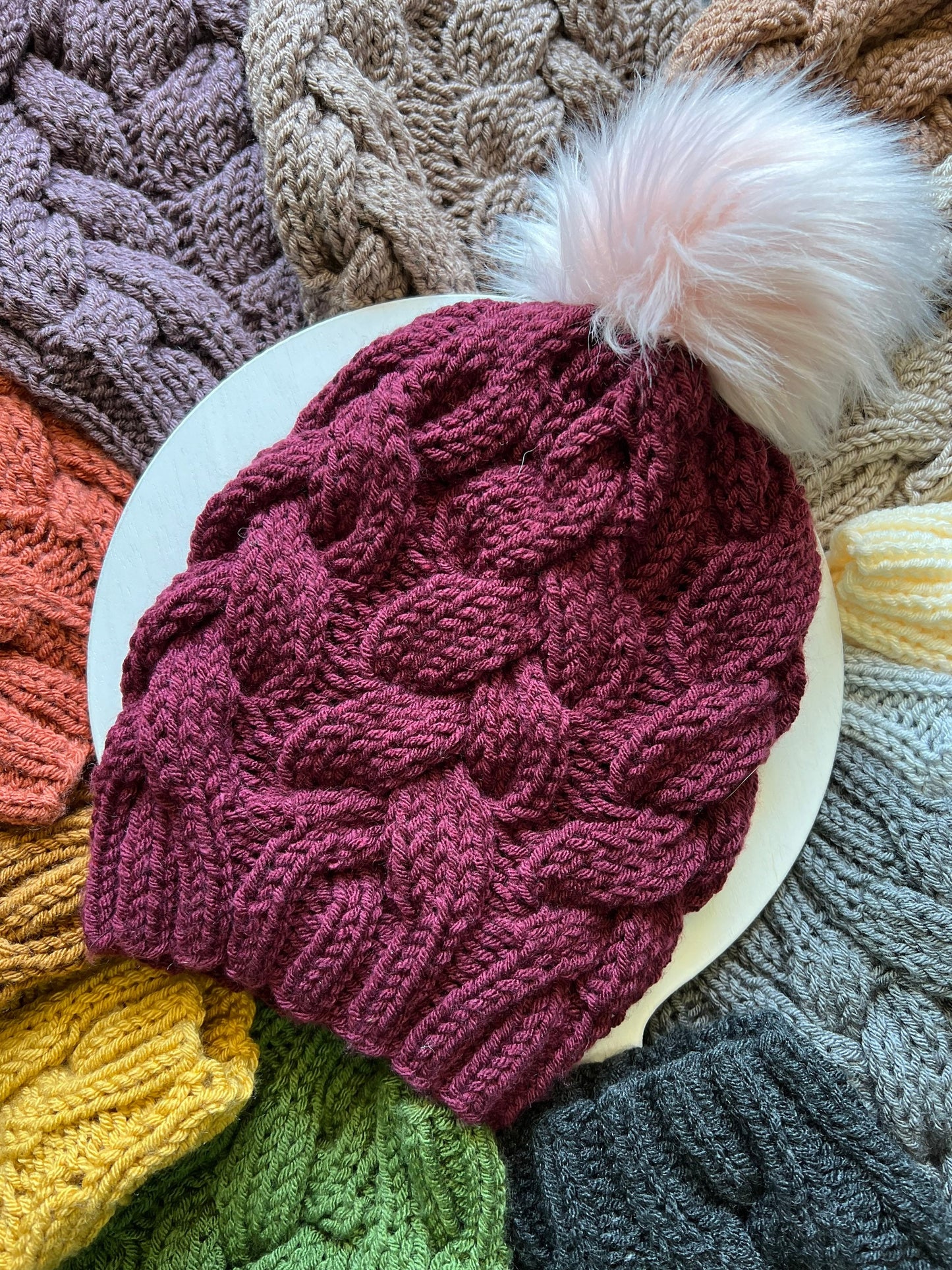 The Deborah Beanie. Knit cable Beanie. Women’s Knit Hat. Detachable pom.