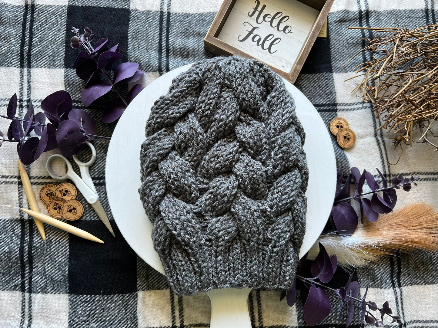 The Deborah Beanie. Knit cable Beanie. Women’s Knit Hat. Detachable pom.