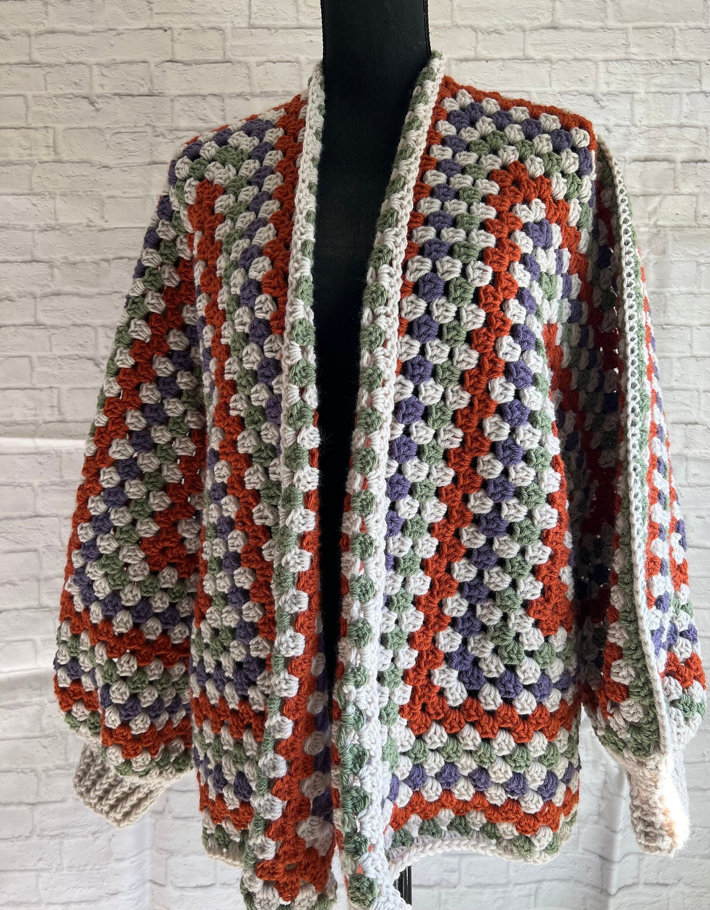 Fall Hexi Cardigan. Granny Square Sweater. Multicolor Fall Sweater.