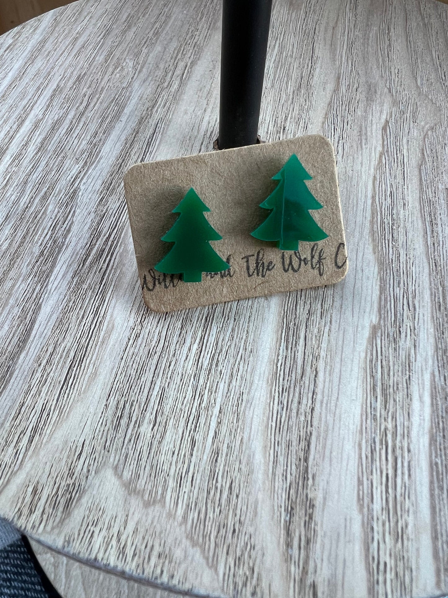 Christmas Tree Stud Earrings. Tree earrings. Acrylic Stud Earrings. Xmas Earrings.