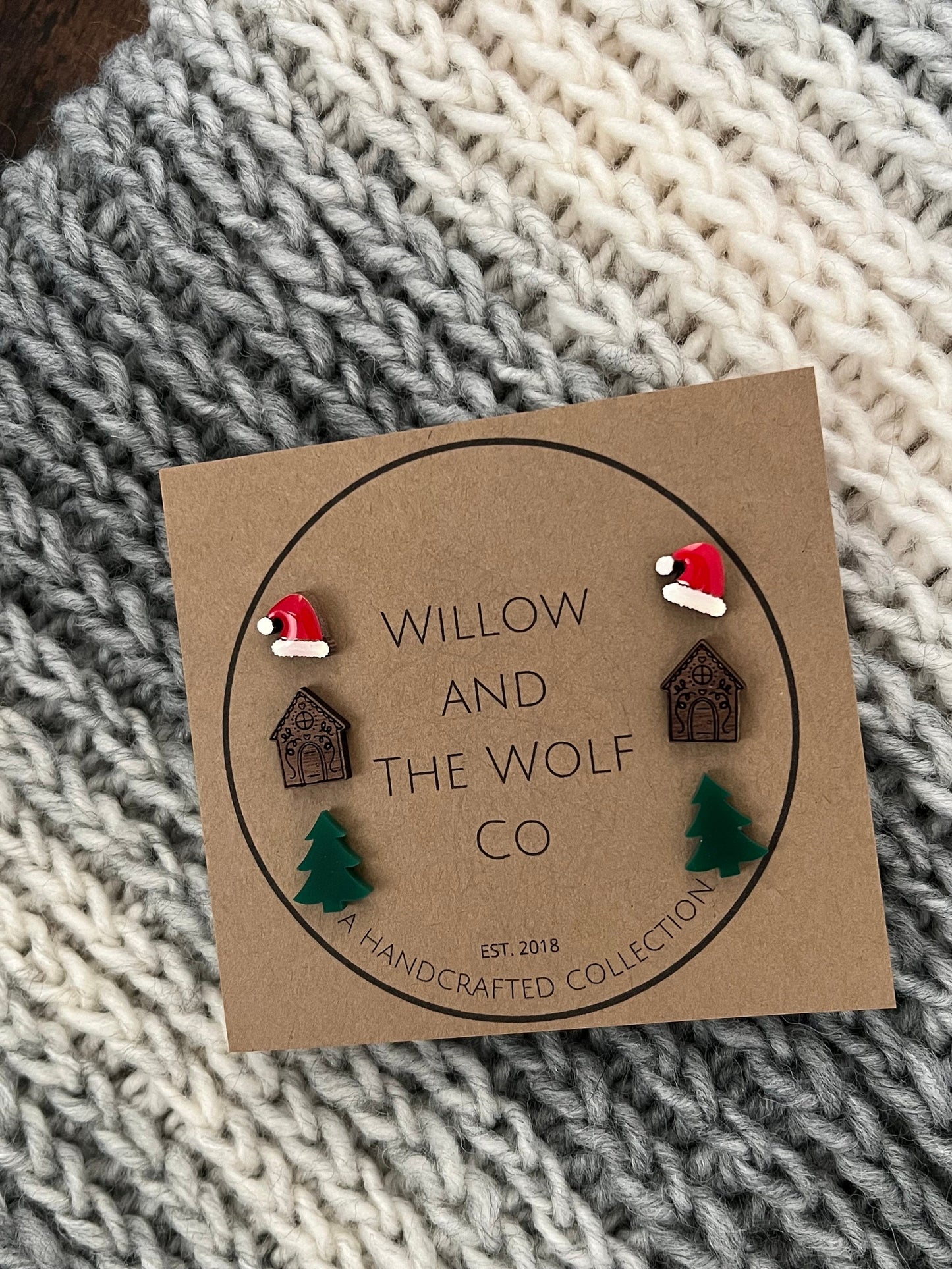 Christmas Stud Earring Bundle. Santa Hat. Christmas Tree. Gingerbread House. Stocking Stuffers. Office Gifts.