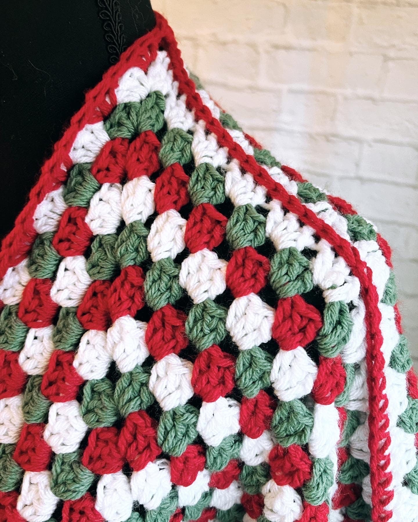 Christmas Hexi Cardigan. Red and Green and White Cardigan. Granny Square Sweater. Multicolor Holiday Sweater.
