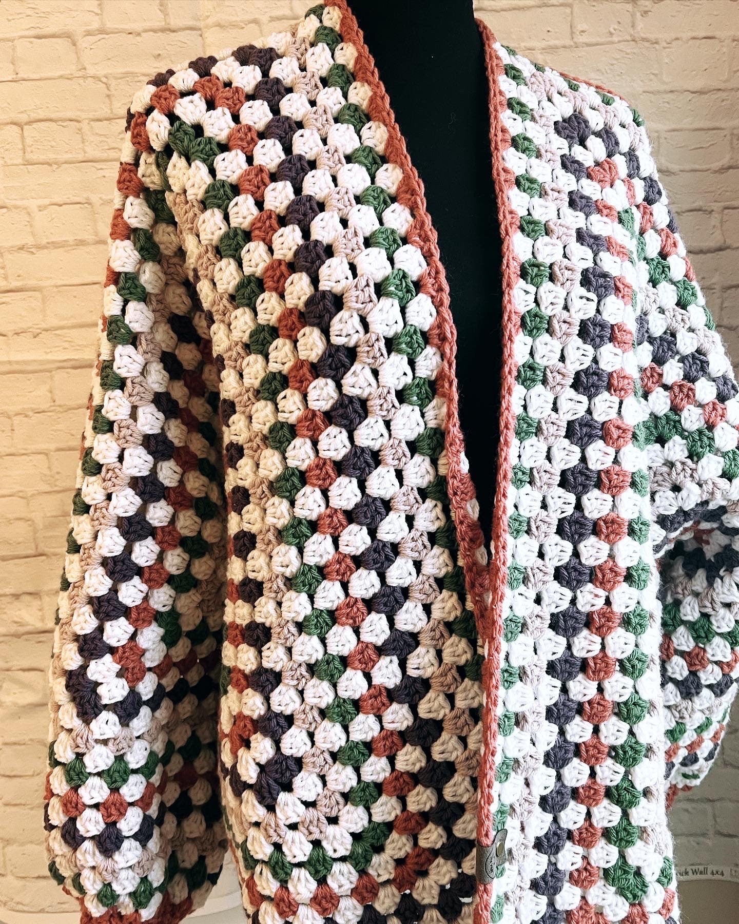 Sugarplum Hexi Cardigan. Granny Square Sweater. Multicolor Holiday Sweater. Gingerbread House. Candyland