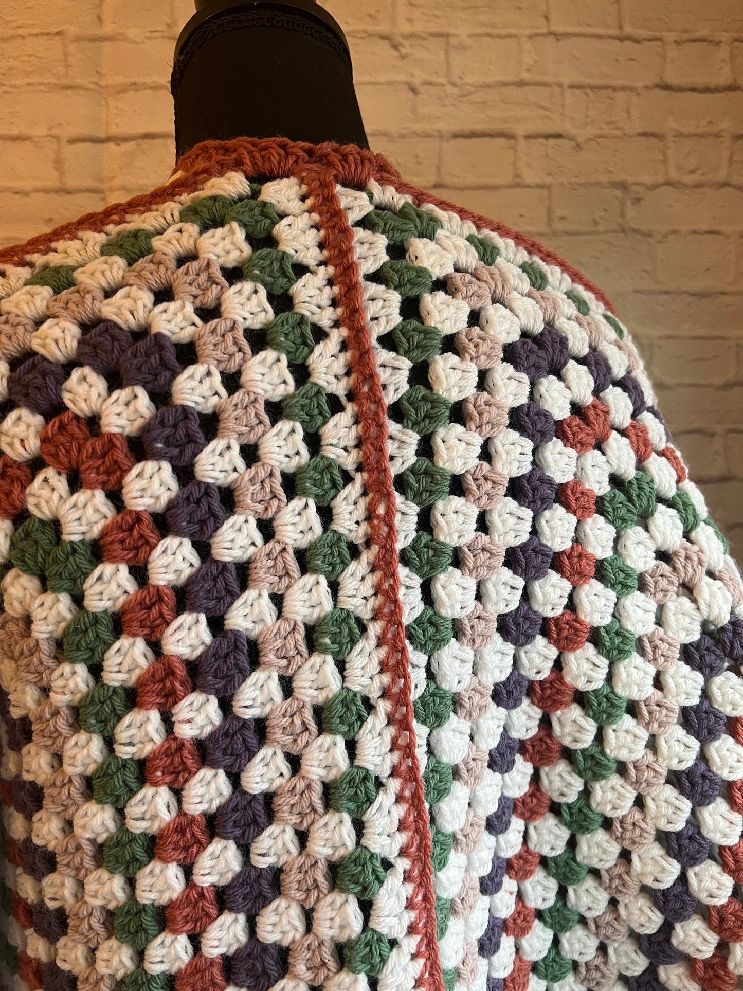 Sugarplum Hexi Cardigan. Granny Square Sweater. Multicolor Holiday Sweater. Gingerbread House. Candyland