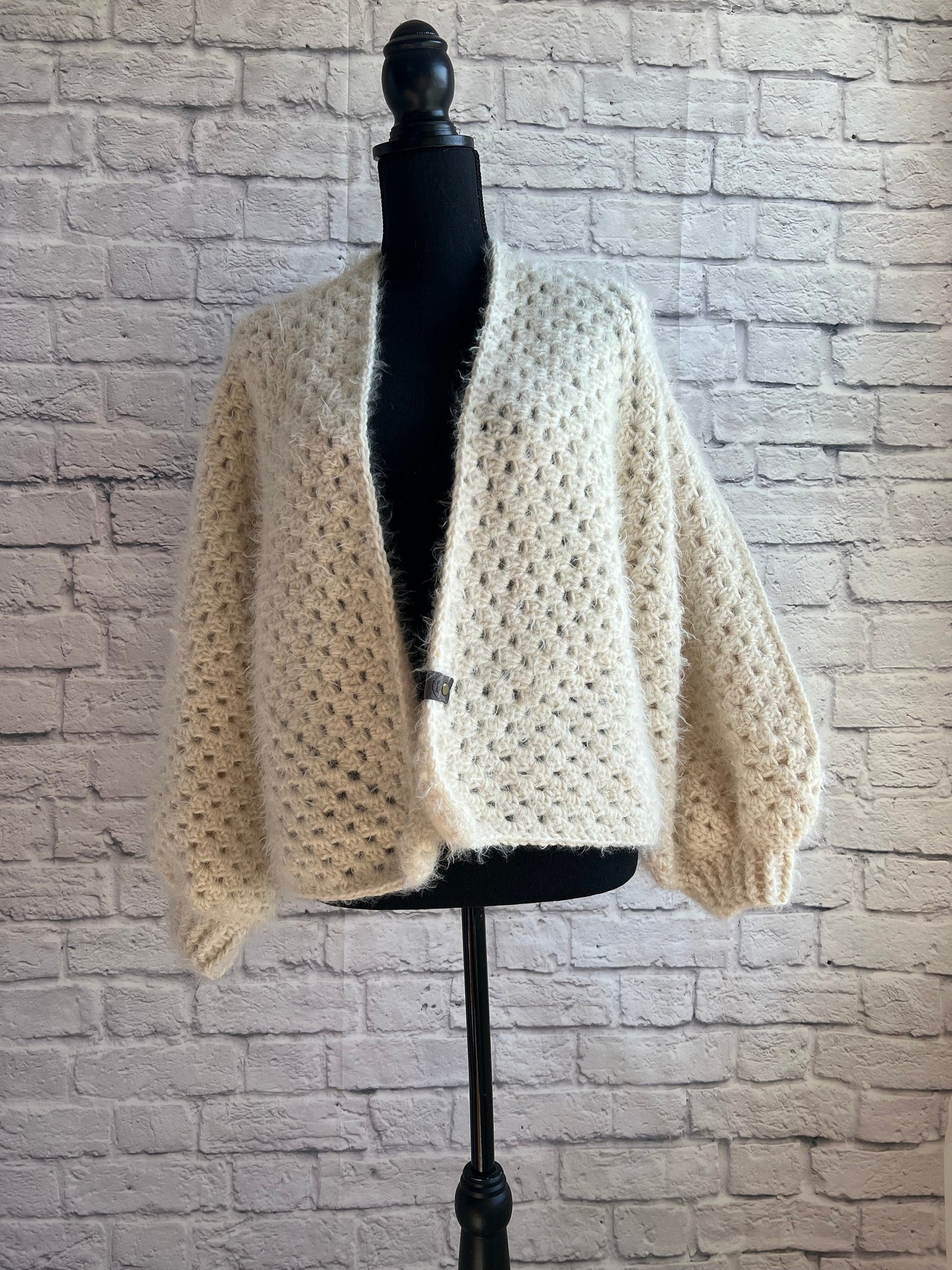 Soft Cream Cardigan. Ethereal Garden/Fairy Inspired Crochet Sweater. Hexagon Cardigan