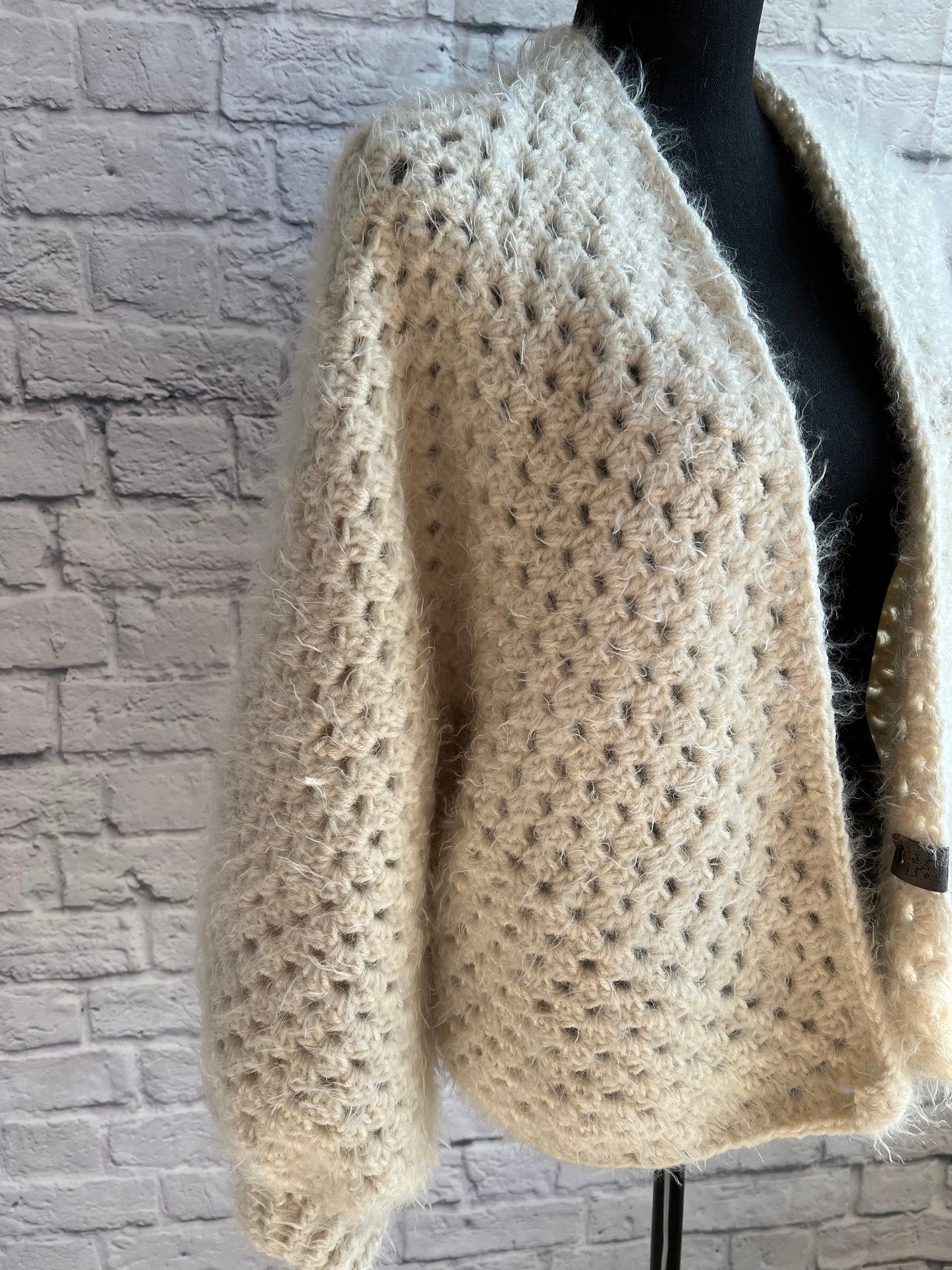 Soft Cream Cardigan. Ethereal Garden/Fairy Inspired Crochet Sweater. Hexagon Cardigan