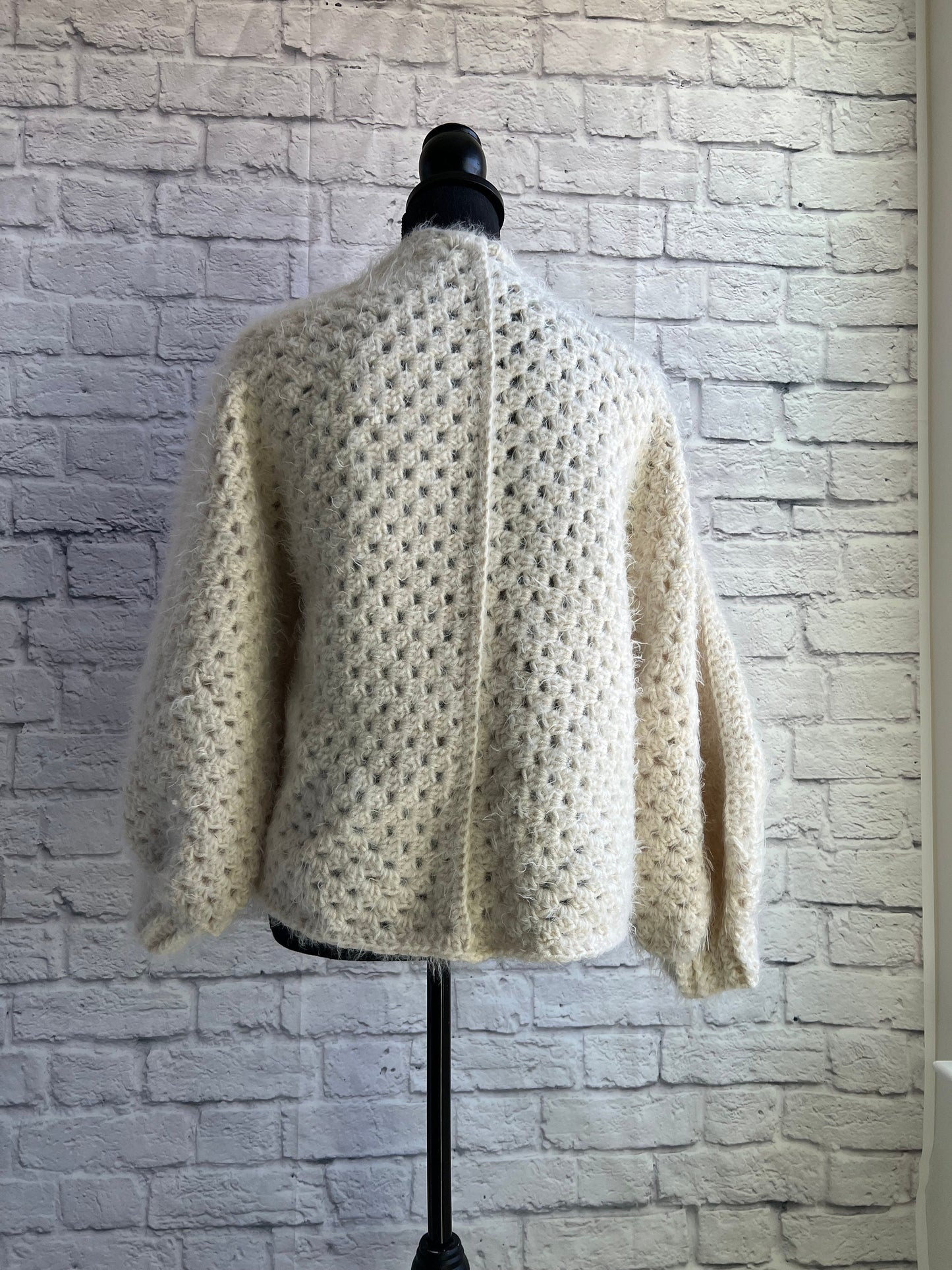 Soft Cream Cardigan. Ethereal Garden/Fairy Inspired Crochet Sweater. Hexagon Cardigan