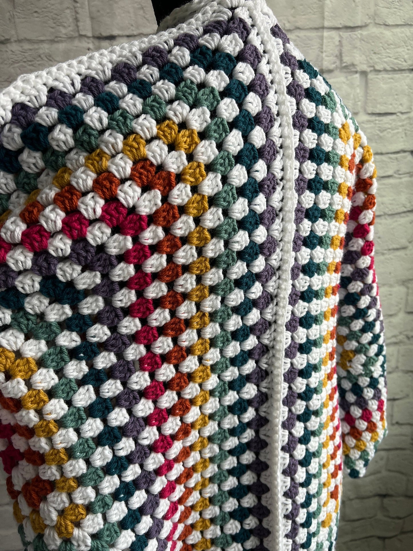 Rainbow Cardigan. Multicolor Hexagon Cardigan. Women’s Crochet Sweater.
