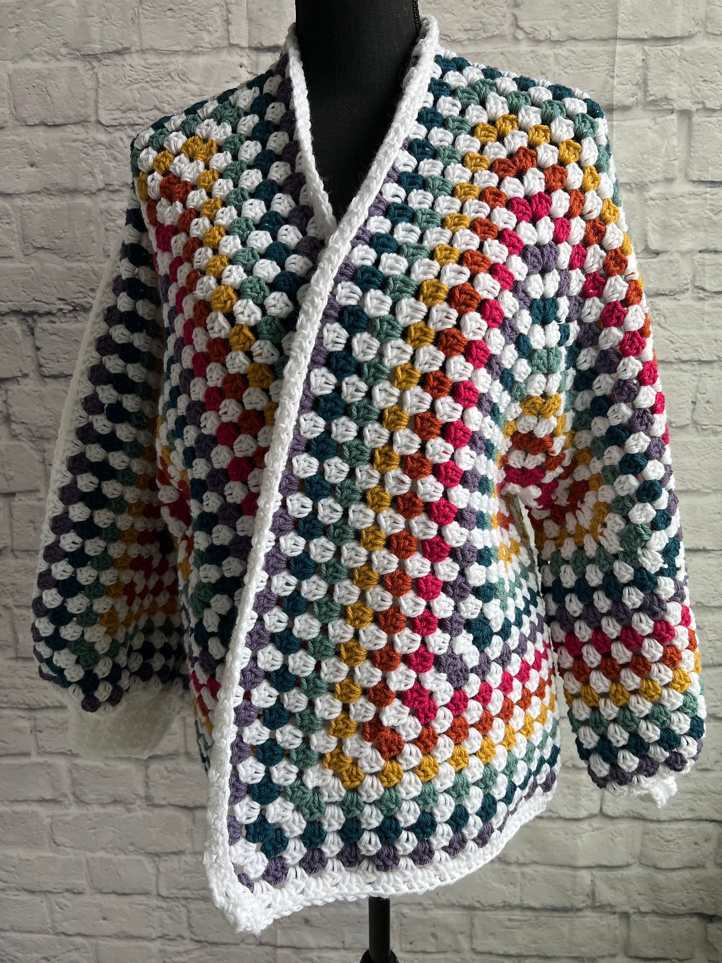 Rainbow Cardigan. Multicolor Hexagon Cardigan. Women’s Crochet Sweater.