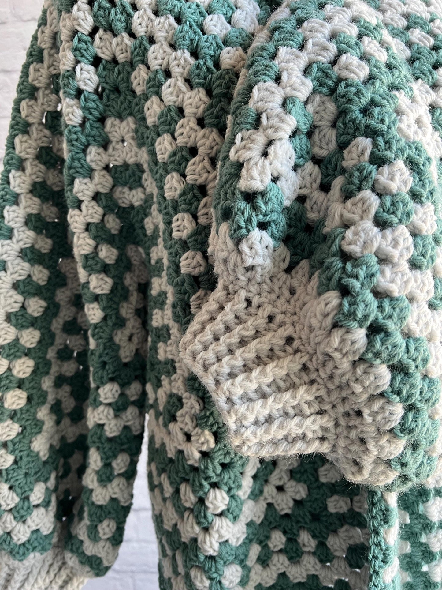 Teal Green and Grey Cardigan. Women's Crochet Sweater. Hexagon Cardigan.