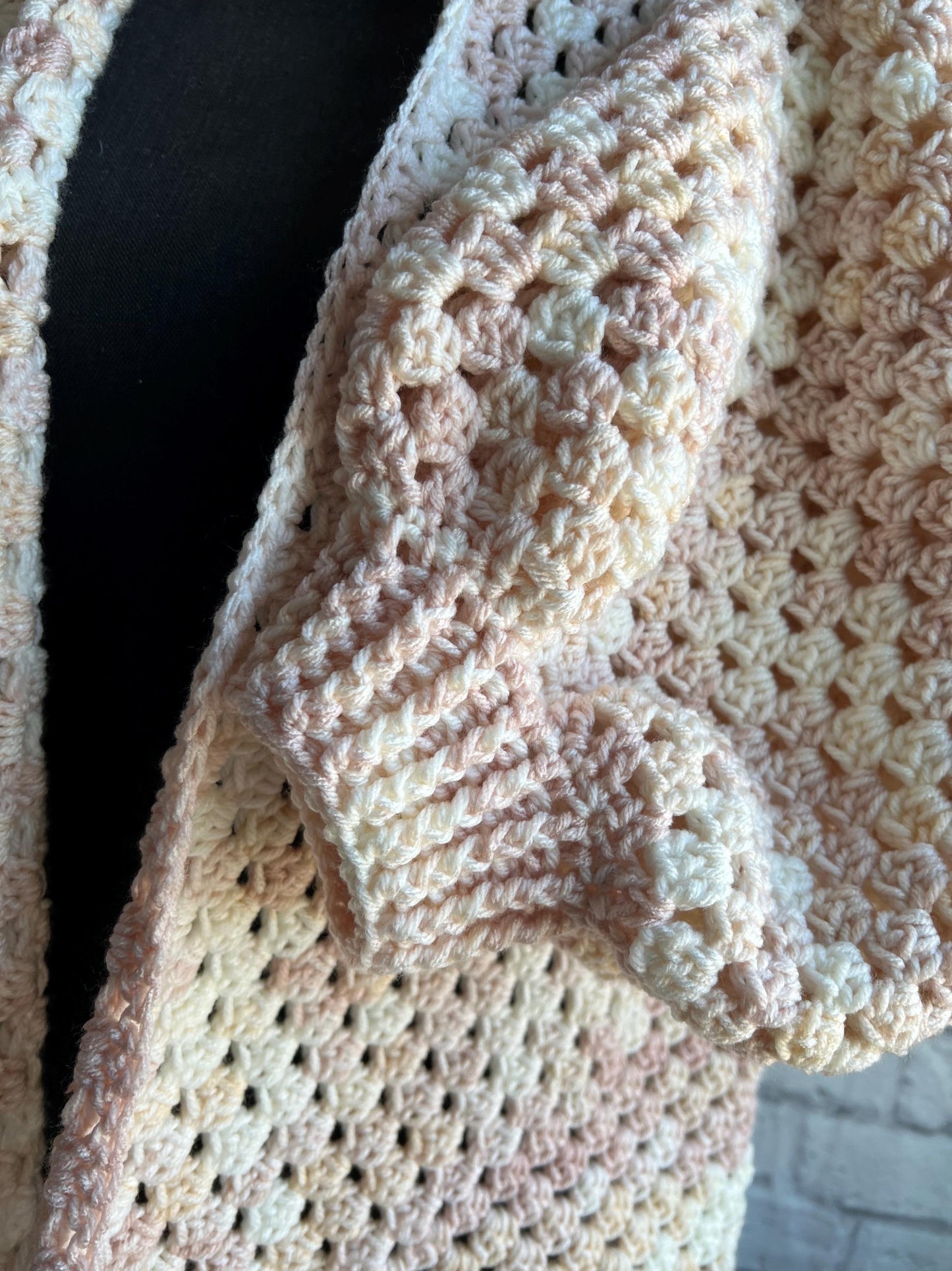 Romantic Pink and Cream Cardigan. Knit Sweater. Women's Crochet Sweater. Hexagon Cardigan.