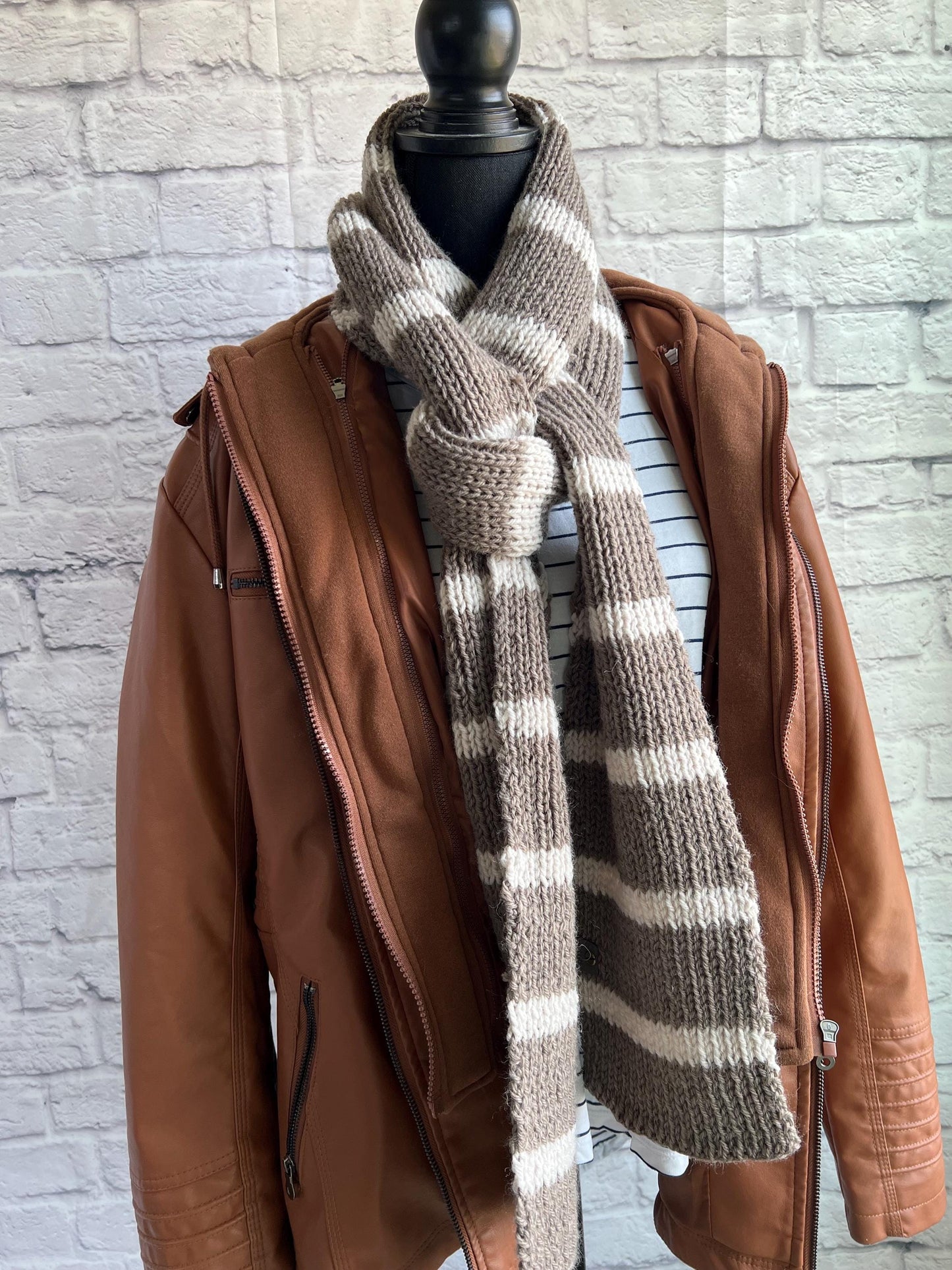 Women’s Winter Striped Long Knit scarf. The Striped Downtown Scarf. Ribbed Women’s Knit Scarf. Luxury Knit Scarf. Long Women’s Scarf.