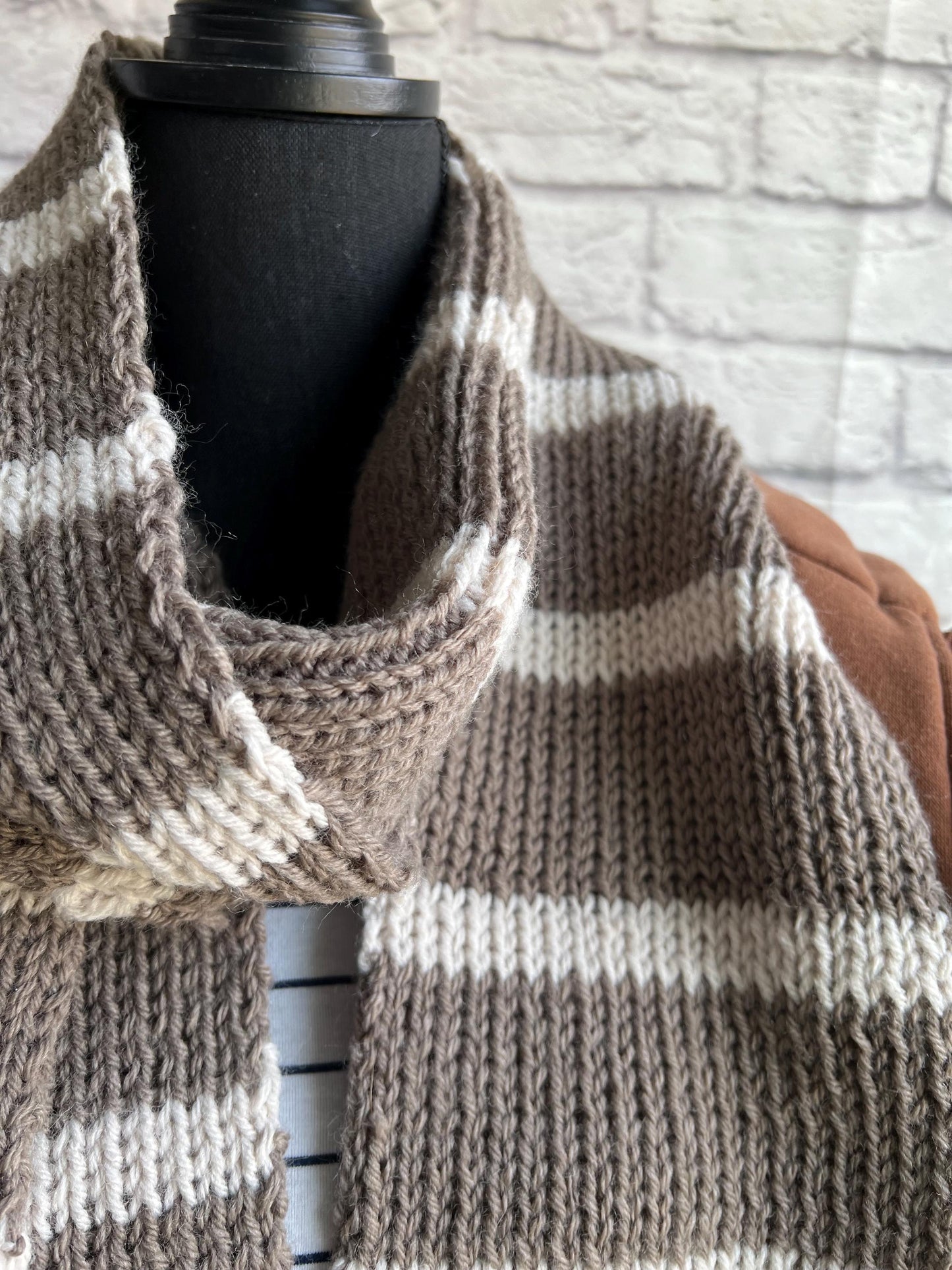 Women’s Winter Striped Long Knit scarf. The Striped Downtown Scarf. Ribbed Women’s Knit Scarf. Luxury Knit Scarf. Long Women’s Scarf.
