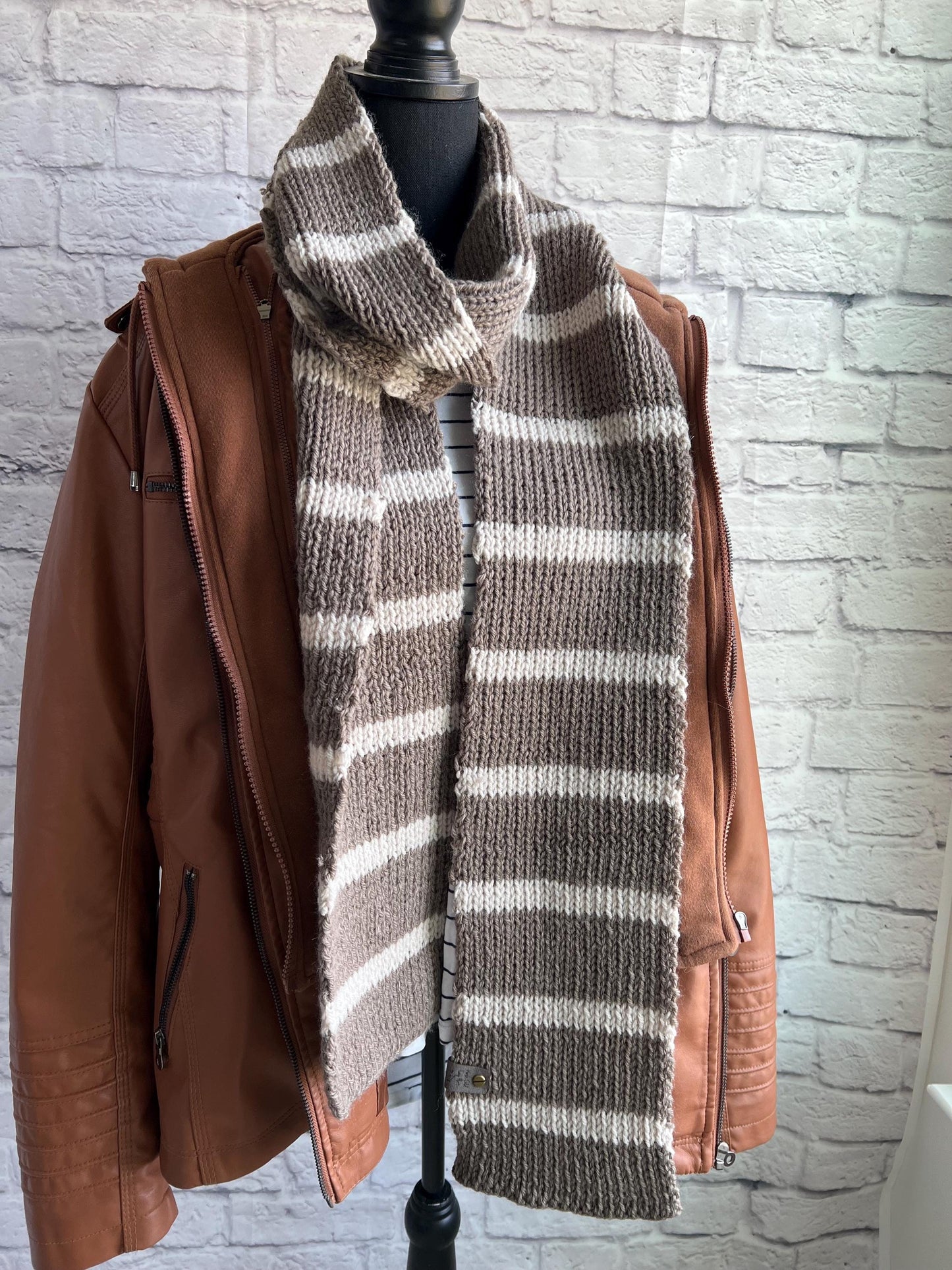Women’s Winter Striped Long Knit scarf. The Striped Downtown Scarf. Ribbed Women’s Knit Scarf. Luxury Knit Scarf. Long Women’s Scarf.