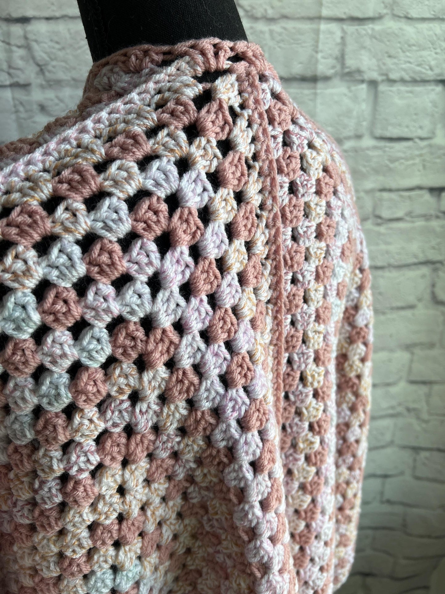 Rosey Pink Cardigan. Knit Sweater. Women's Crochet Sweater. Hexagon Cardigan.