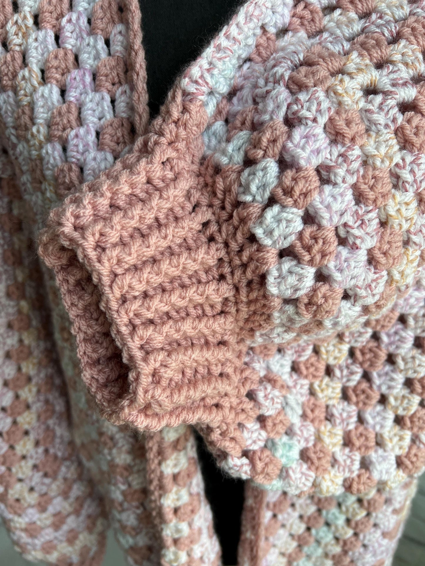 Rosey Pink Cardigan. Knit Sweater. Women's Crochet Sweater. Hexagon Cardigan.
